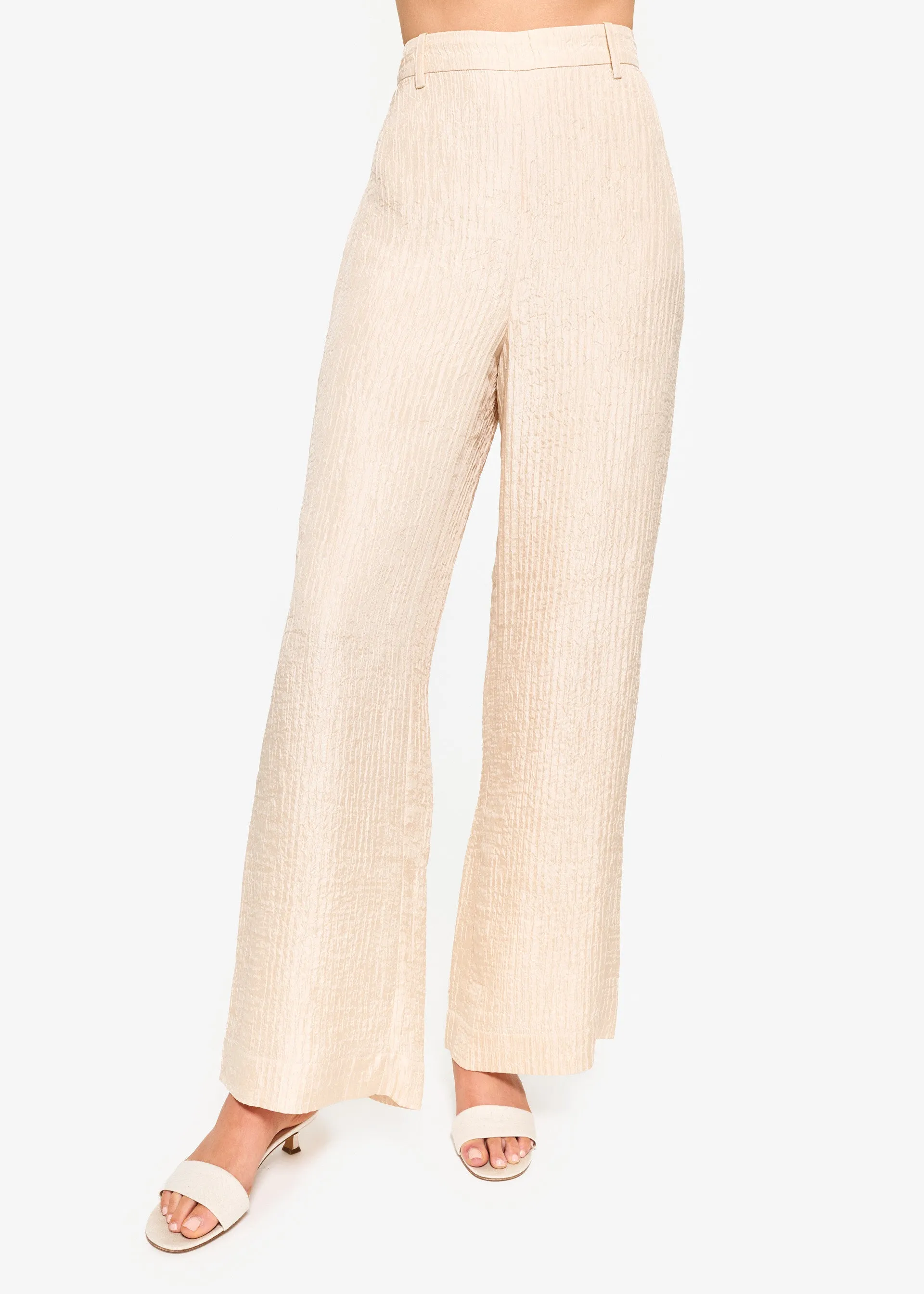 Serra Wide Leg High Rise Pant Bone sold by Cami NYC