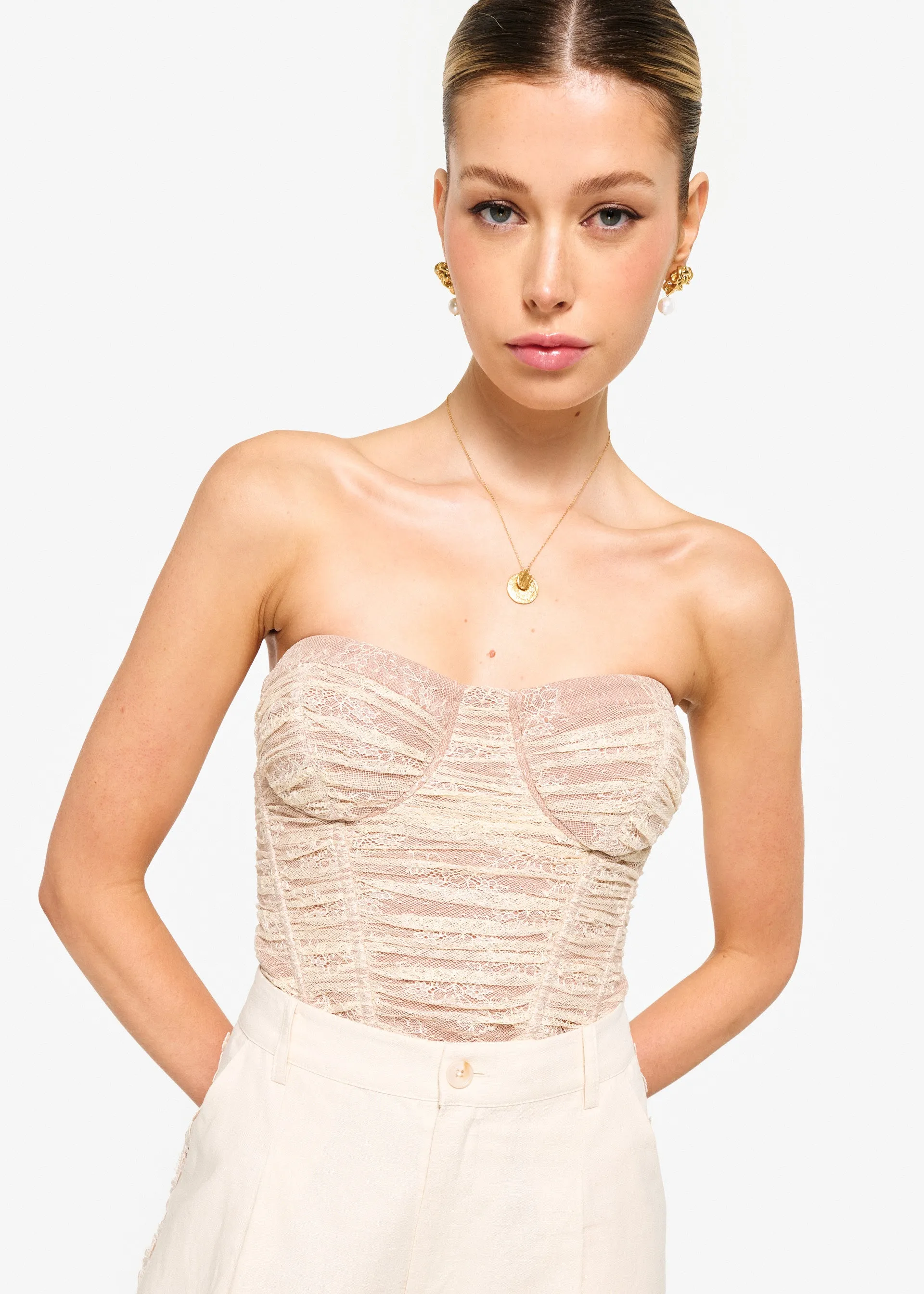 Rozana Strapless Lace Corset Bodysuit Bone sold by CAMI product image thumbnail 2