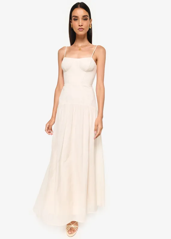 Palermo Linen Corset Dress Bone sold by Cami NYC