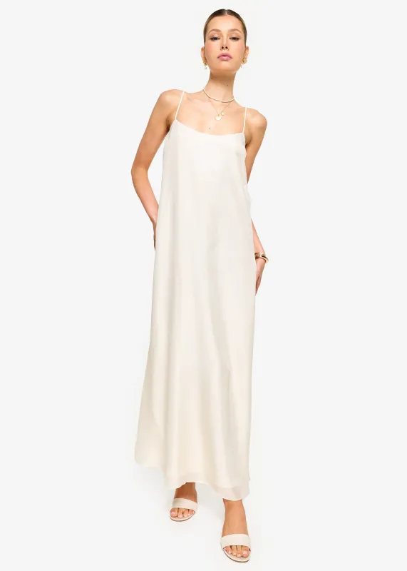 Luz Metallic Silk Dress Cream sold by Cami NYC