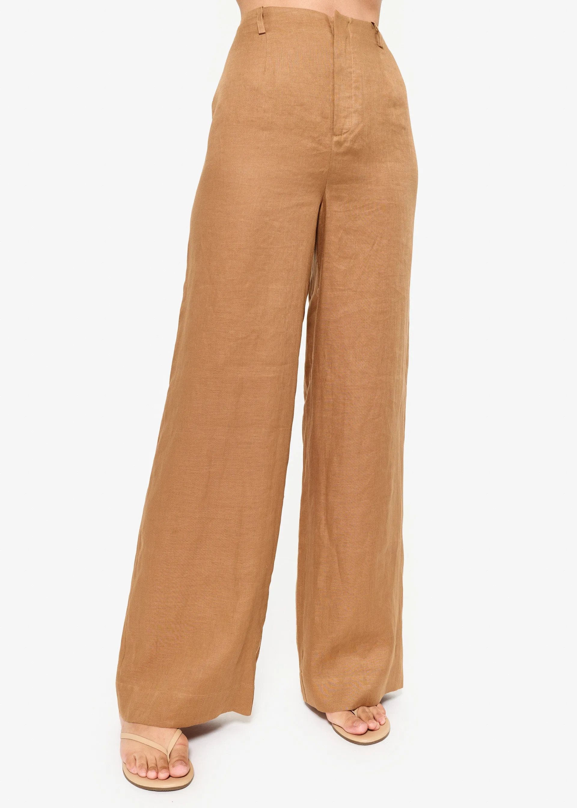 Iracemi High Rise Linen Pant Butterscotch sold by CAMI