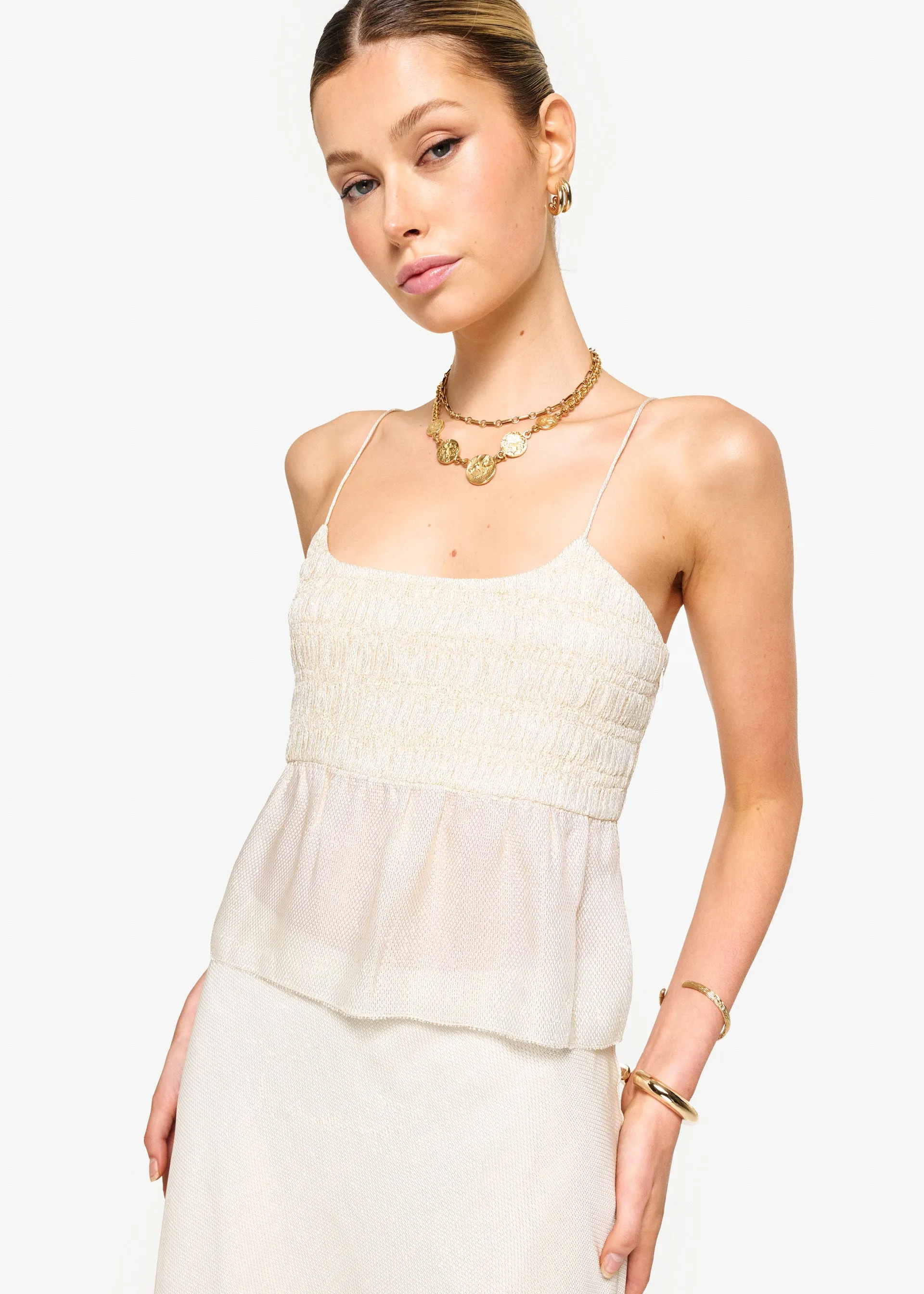 Alysin Metallic Silk Camisole Cream sold by CAMI product image thumbnail 3