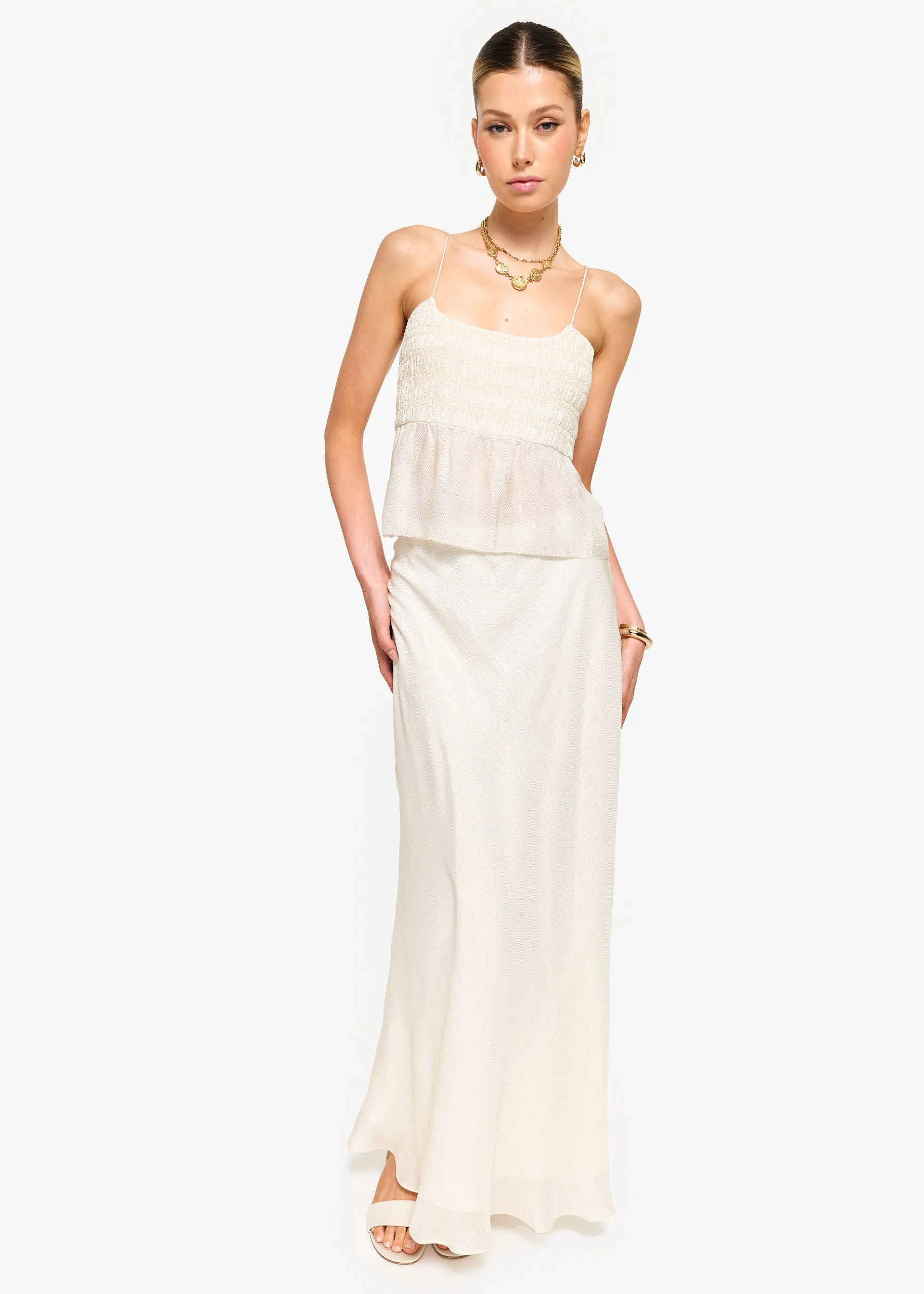 Alysin Metallic Silk Camisole Cream sold by CAMI product image thumbnail 4
