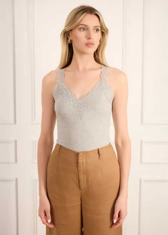 Lani Rib Knit Tank Heather Gray sold by Cami NYC