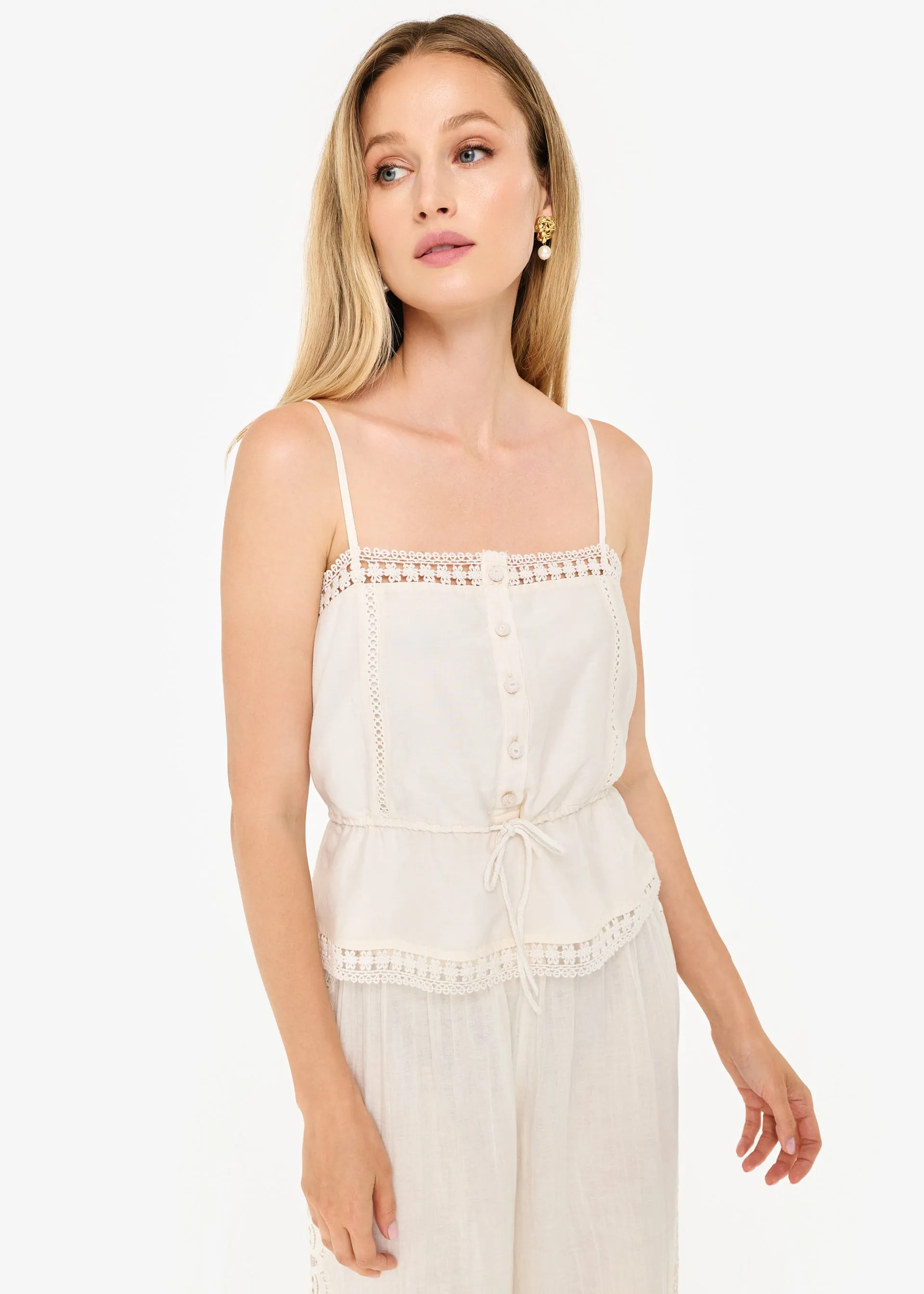Matera Cotton Camisole Macadamia sold by Cami NYC