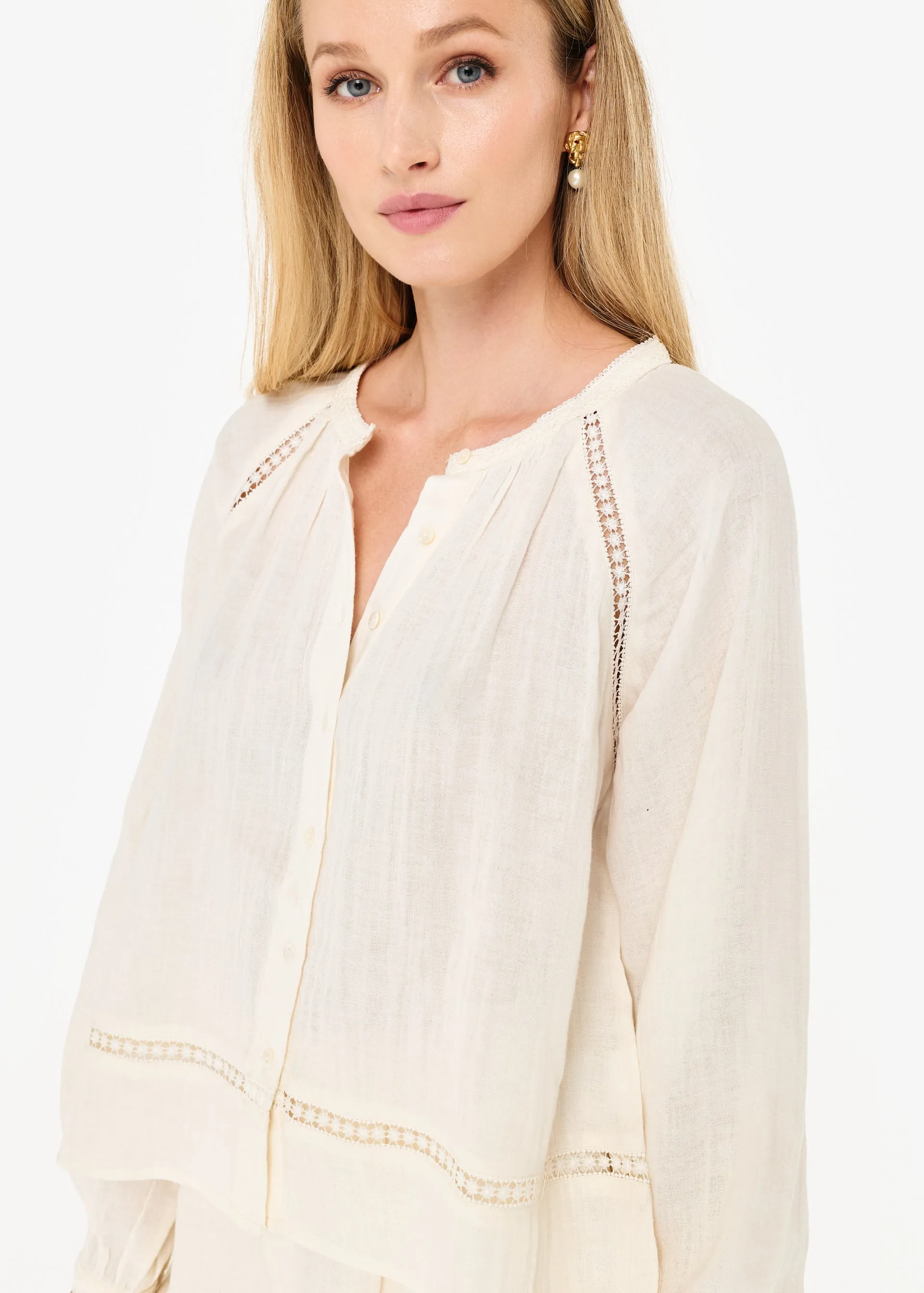 Sorrento Cotton Blouse Macadamia sold by Cami NYC product image thumbnail 2