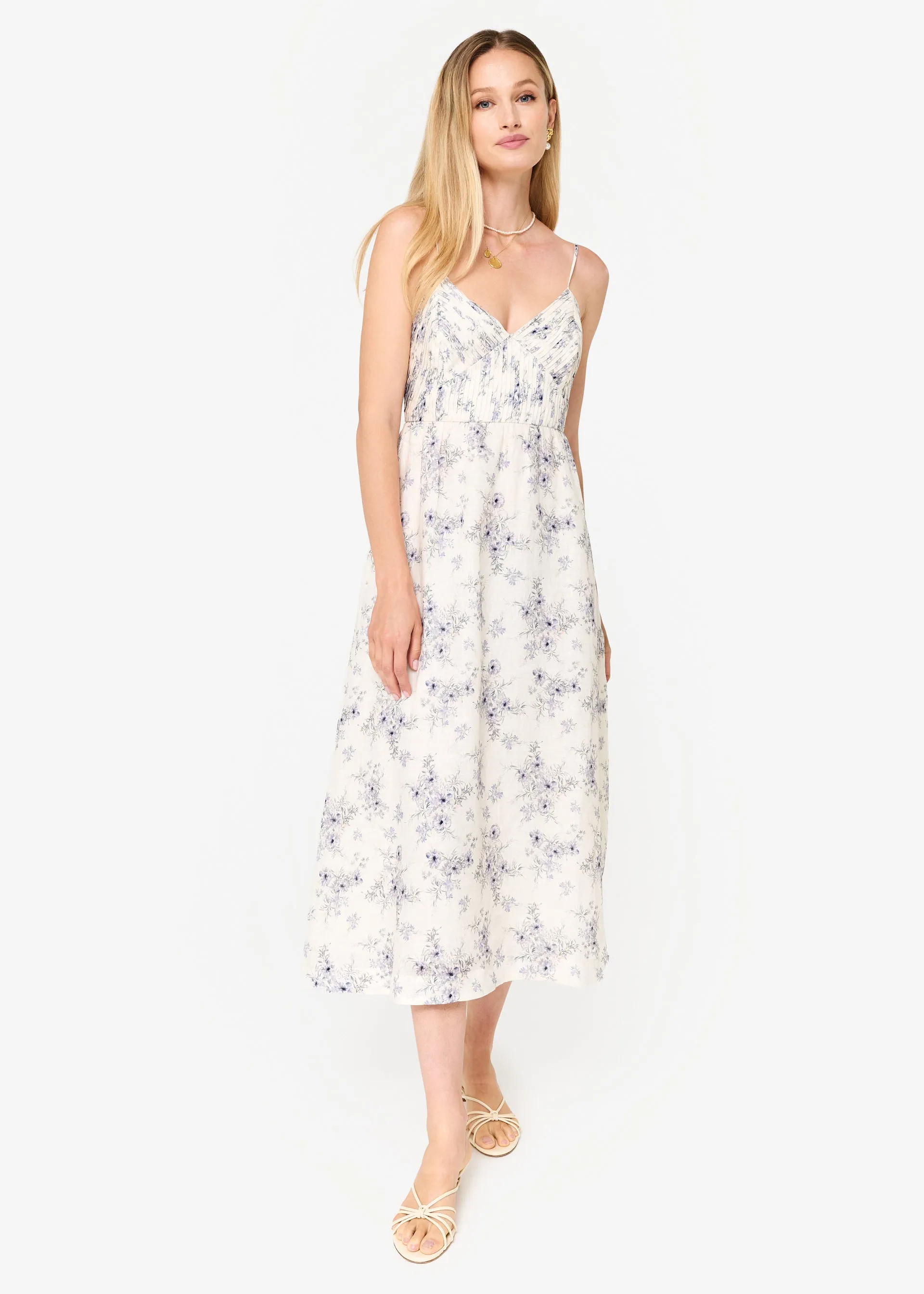 Jacinta Linen Dress Wild Forget-Me-Knot sold by Cami NYC
