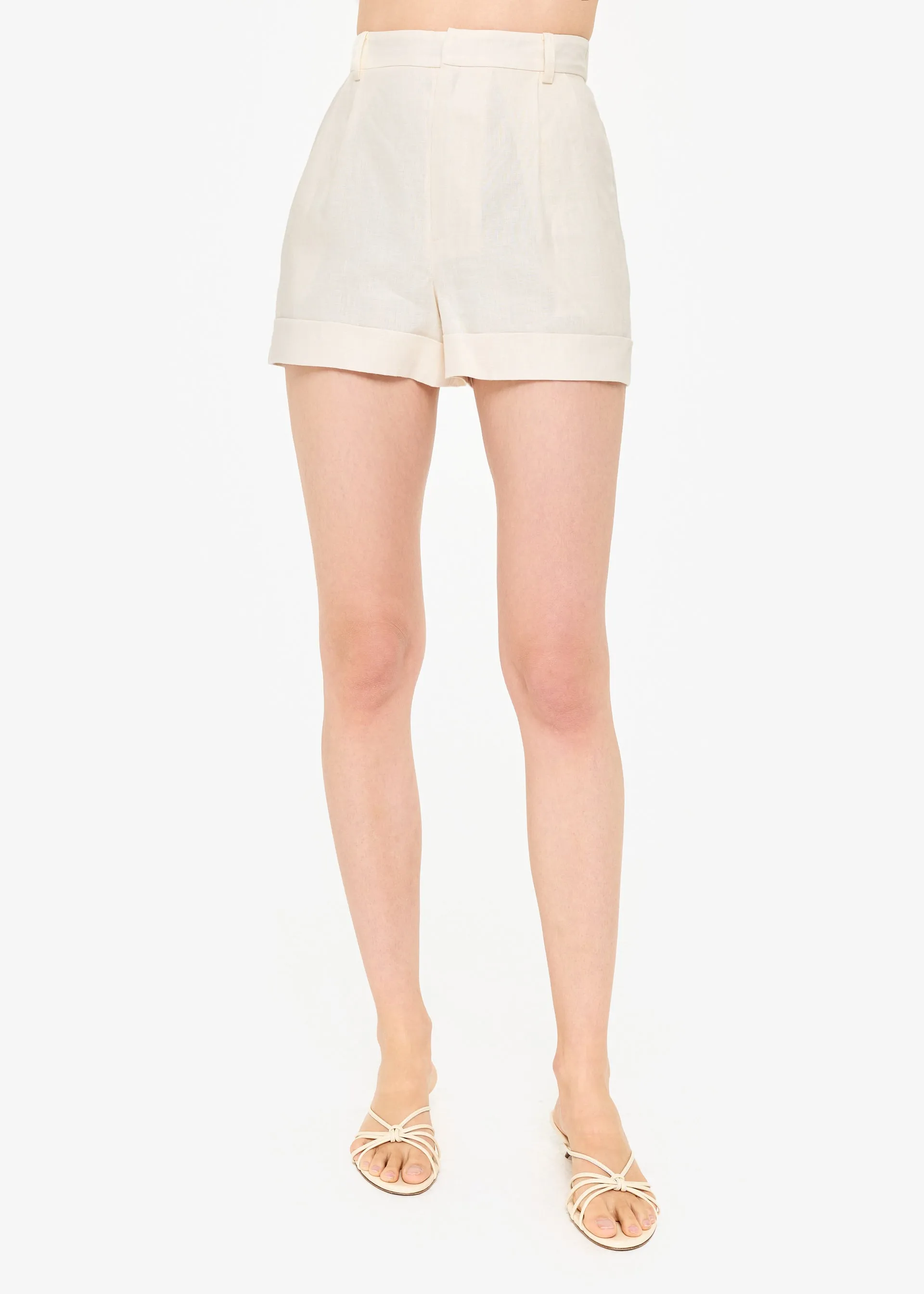 Ravi Linen Short Macadamia sold by Cami NYC