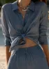 Yael Metallic Chiffon Top Bluebird sold by Cami NYC