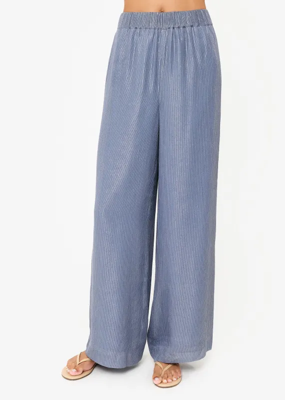 Medina Metallic Chiffon Pant Bluebird sold by Cami NYC