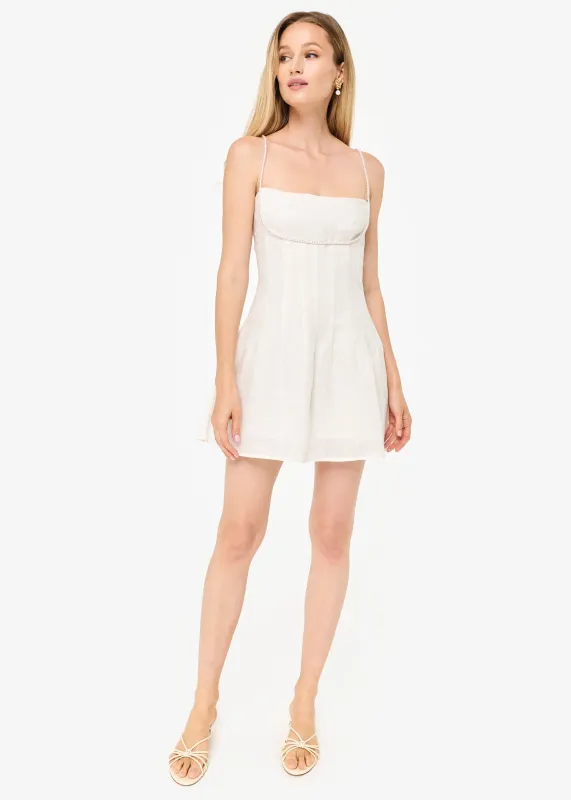 Lilou Linen Mini Dress Macadamia sold by Cami NYC