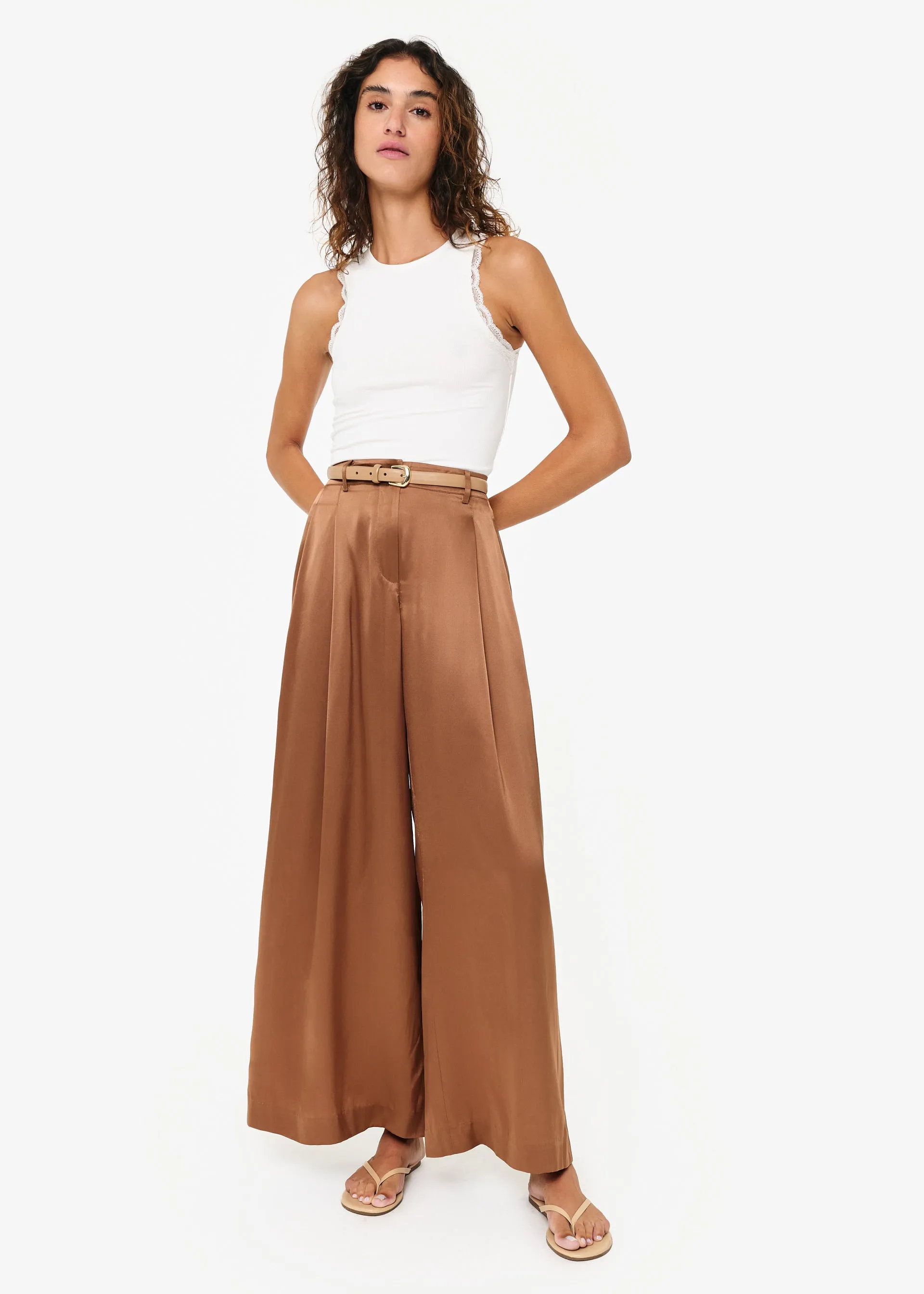 Fabian Wide Leg High Rise Pant Carob sold by CAMI product image thumbnail 2