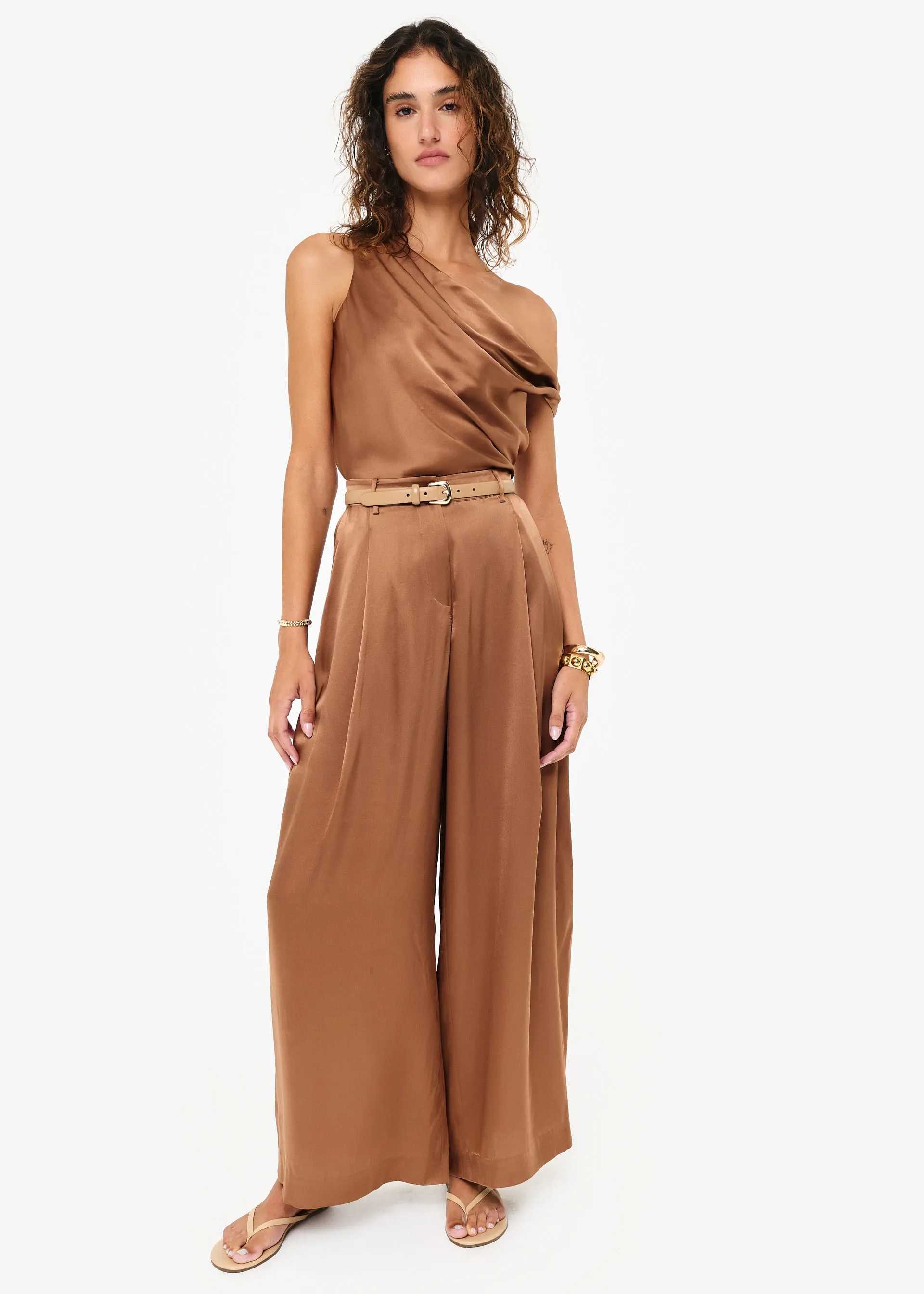 Fabian Wide Leg High Rise Pant Carob sold by CAMI product image thumbnail 3