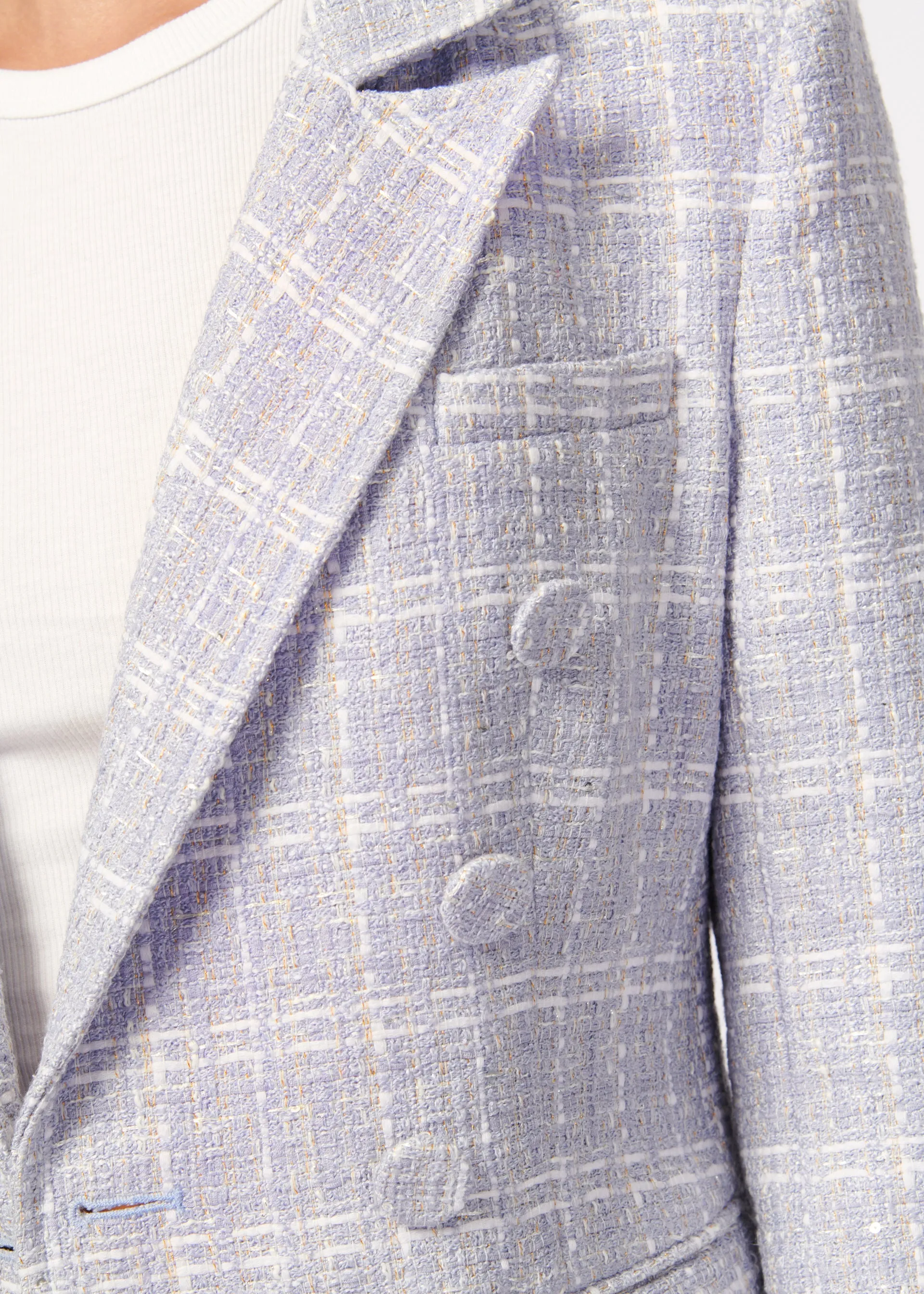 Bruna Tweed Blazer White/Delphinium sold by Cami NYC product image thumbnail 3