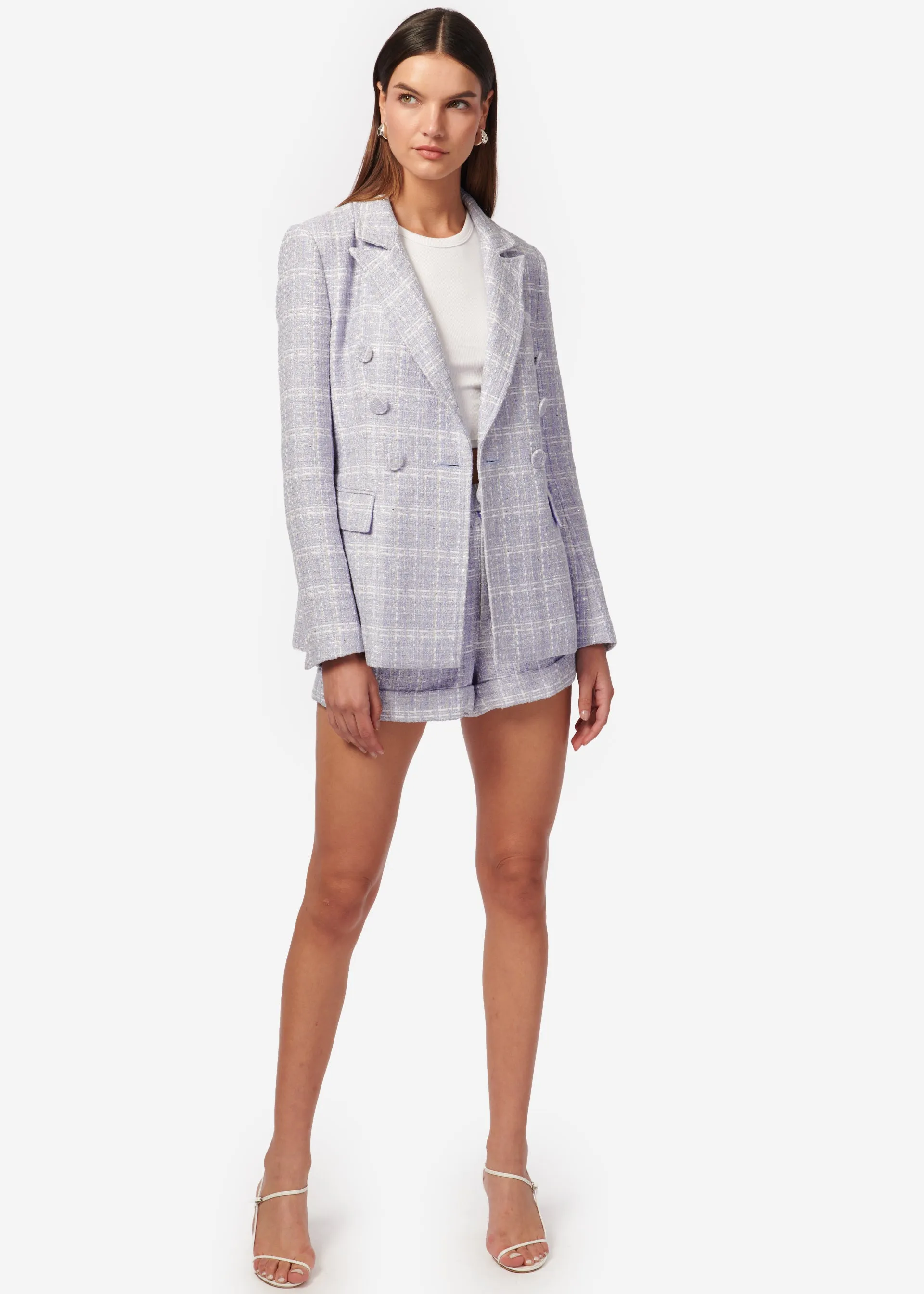 Bruna Tweed Blazer White/Delphinium sold by Cami NYC product image thumbnail 2