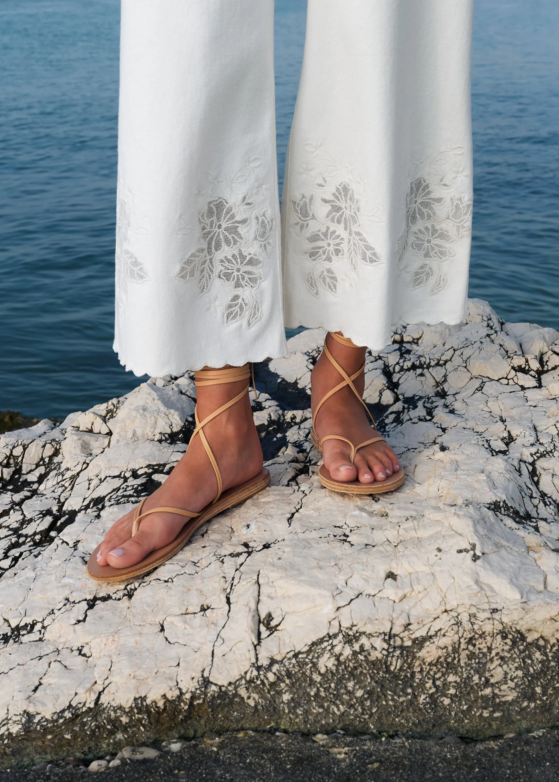 Memphis High Rise Bull Denim Pant Macadamia sold by CAMI