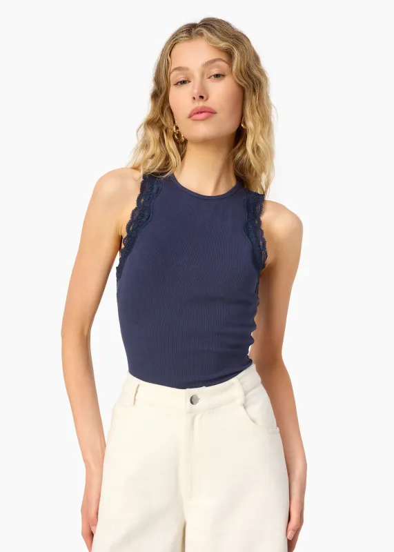 Rian Rib Knit Tank Harbor sold by Cami NYC