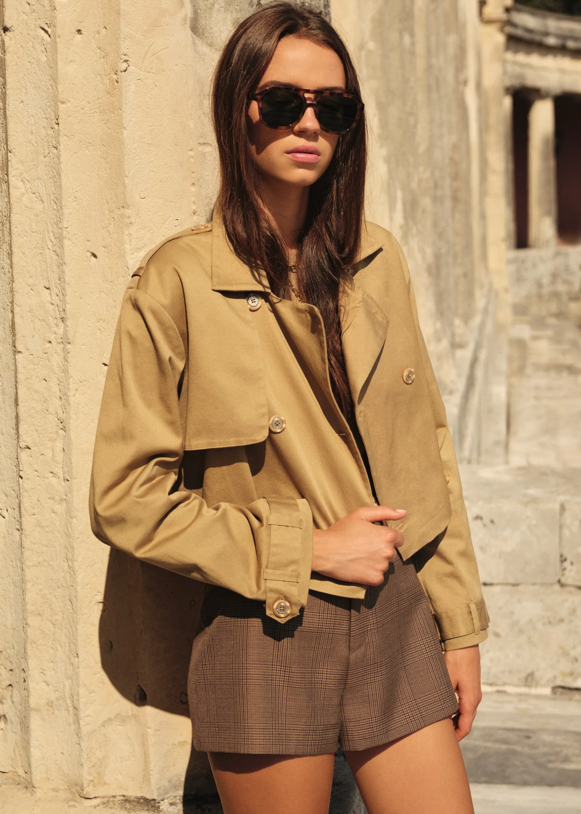 Evans Cropped Trench Miso sold by CAMI