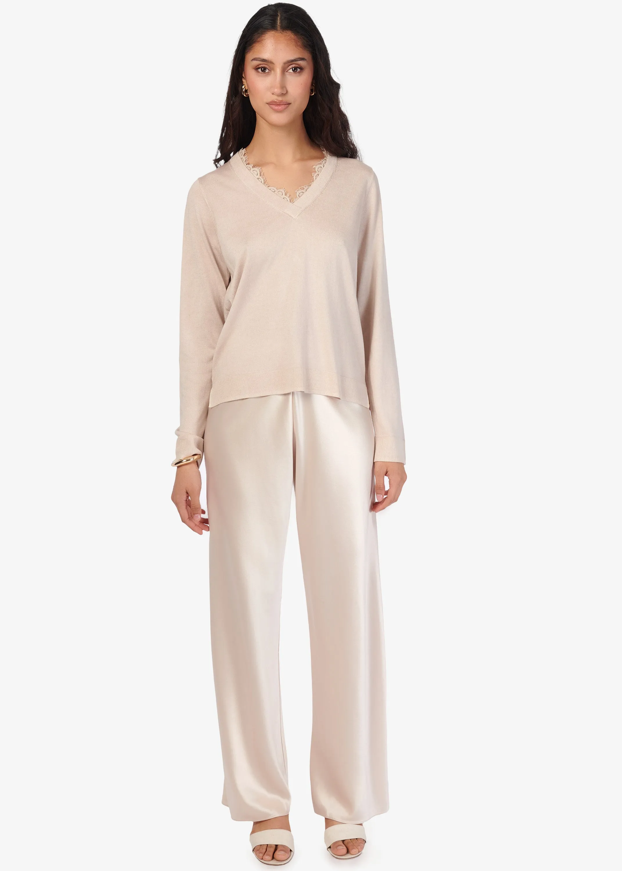 Edwina Silk Cashmere Sweater Oat sold by Cami NYC product image thumbnail 3