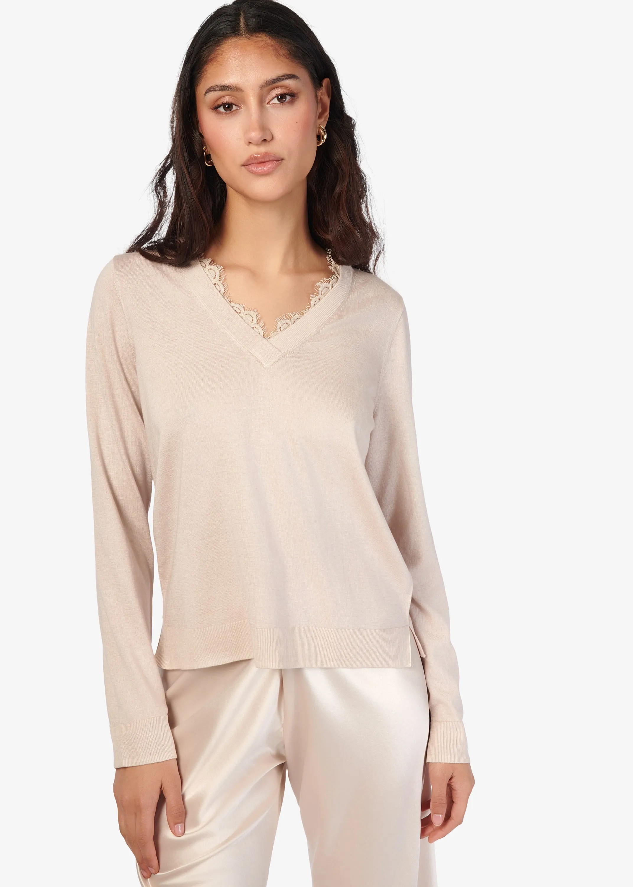 Edwina Silk Cashmere Sweater Oat sold by Cami NYC