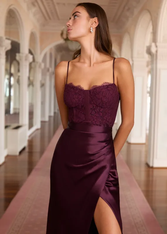 Tricia Corset Dress Blackberry sold by Cami NYC