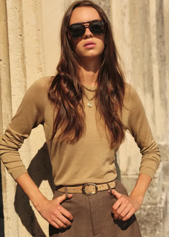 Jaime Lightweight Knit Top Miso sold by Cami NYC