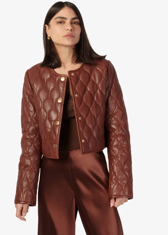 Wanda Genuine Leather Jacket Mousse sold by CAMI