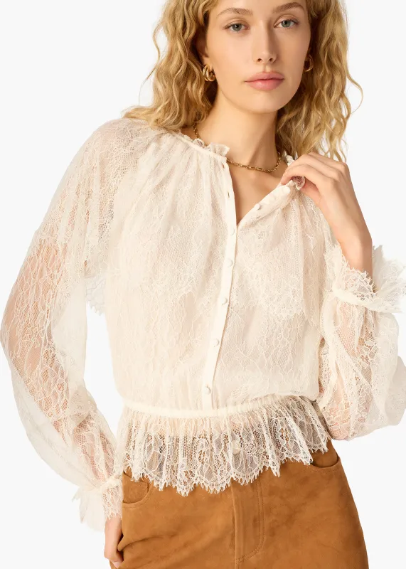 Vitoria Lace Blouse Macadamia sold by Cami NYC