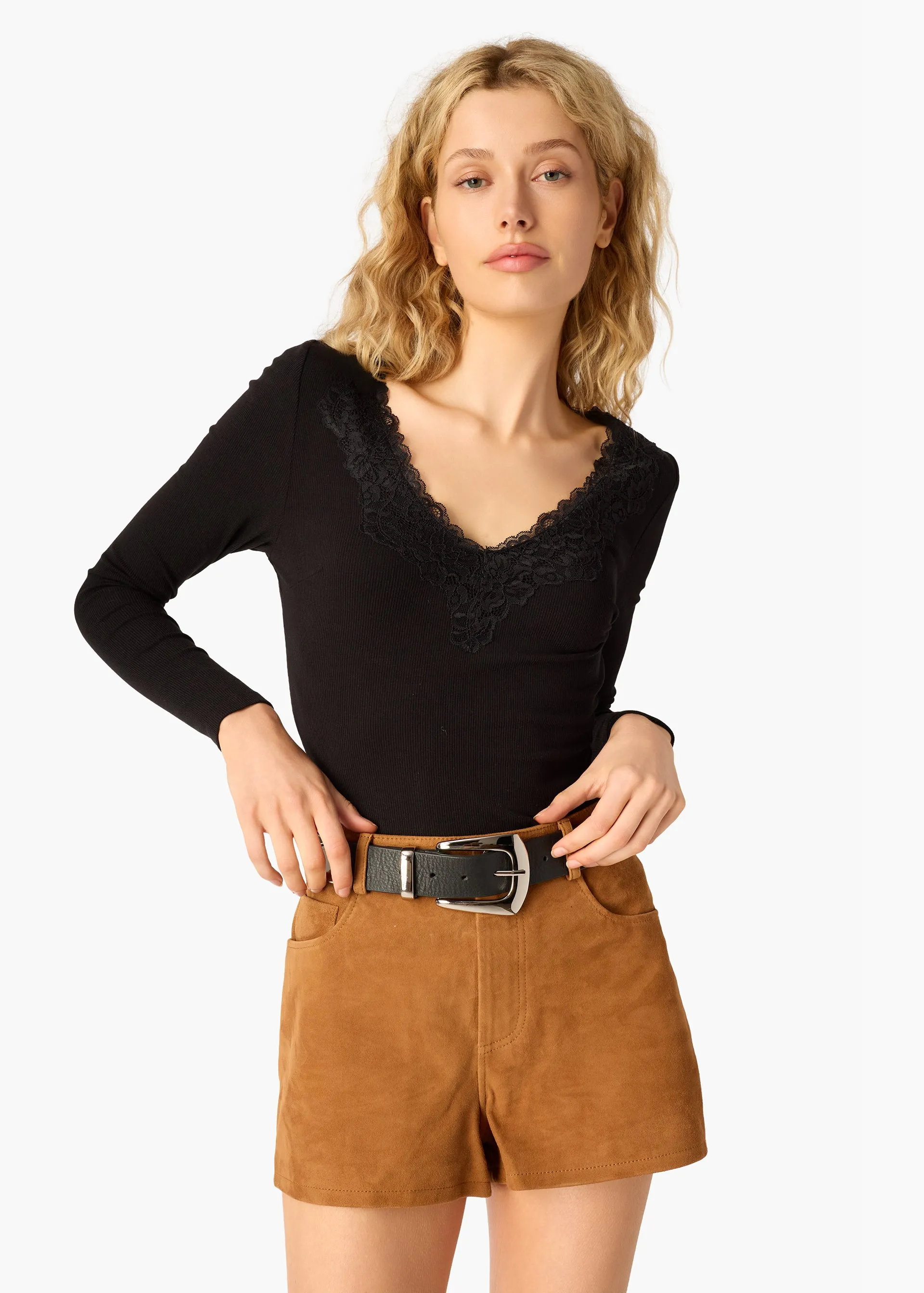 Travis Suede Short Cognac sold by Cami NYC product image thumbnail 2