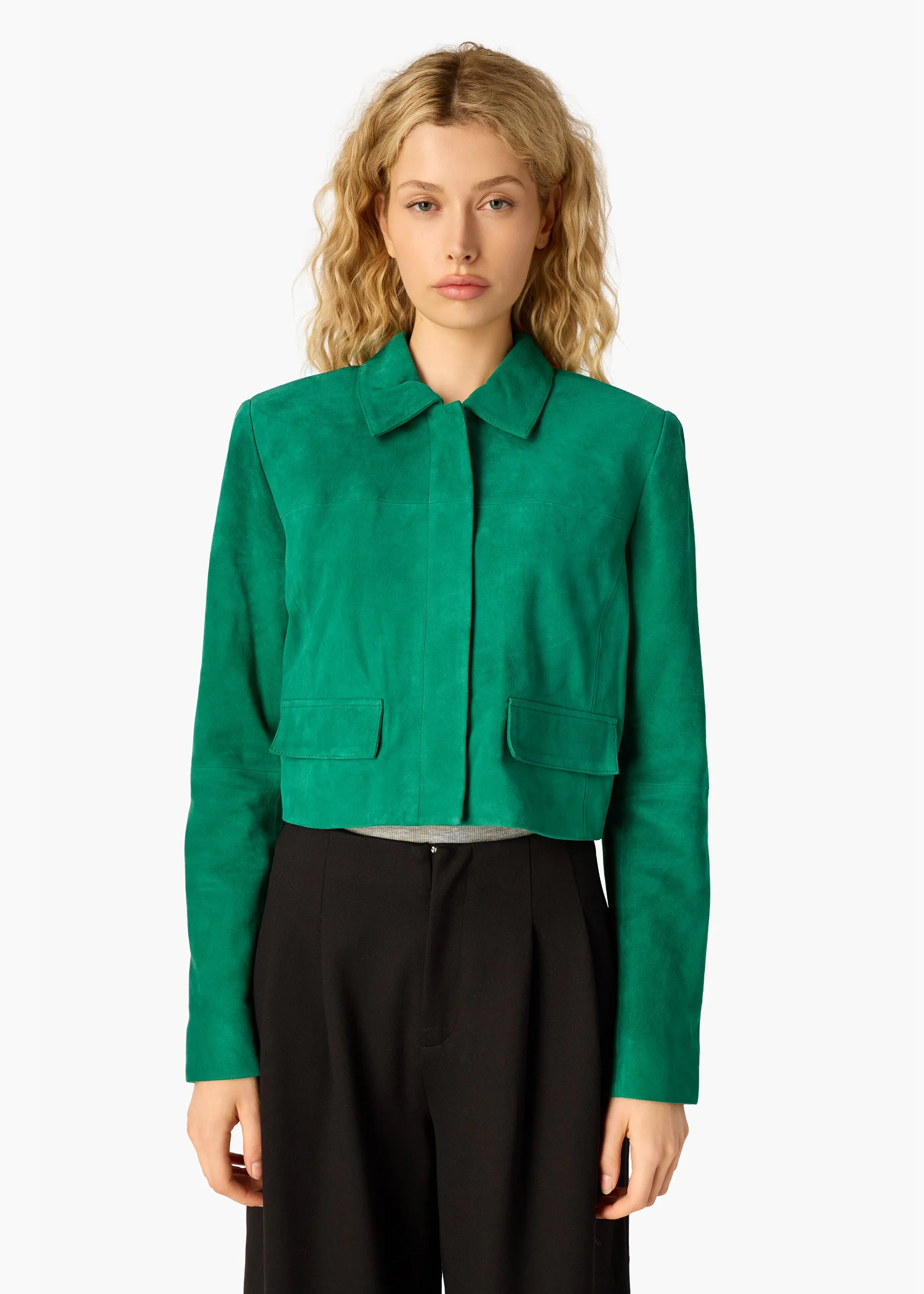 Sullivan Suede Cropped Jacket Verdant sold by Cami NYC product image thumbnail 2