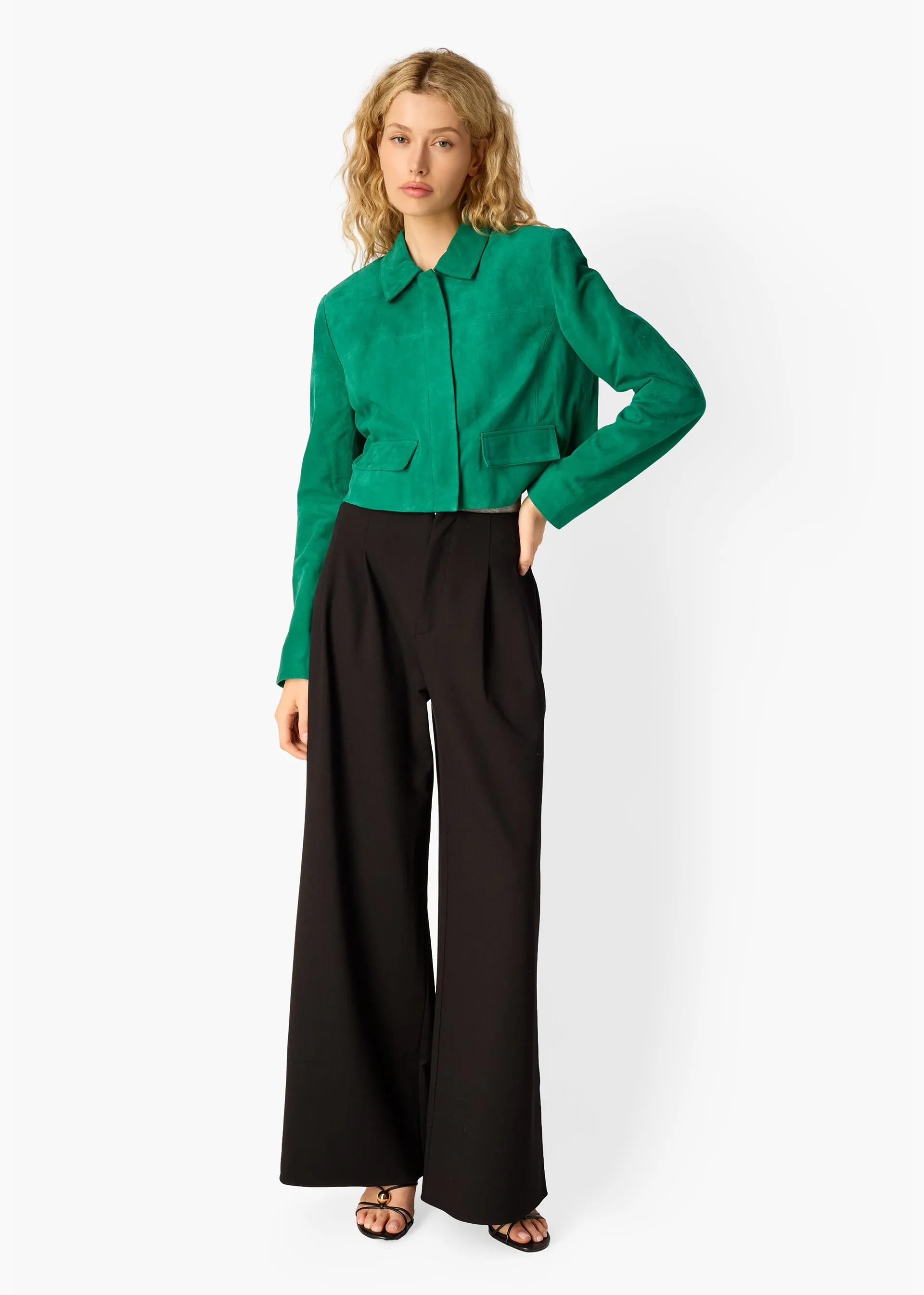 Sullivan Suede Cropped Jacket Verdant sold by Cami NYC product image thumbnail 3