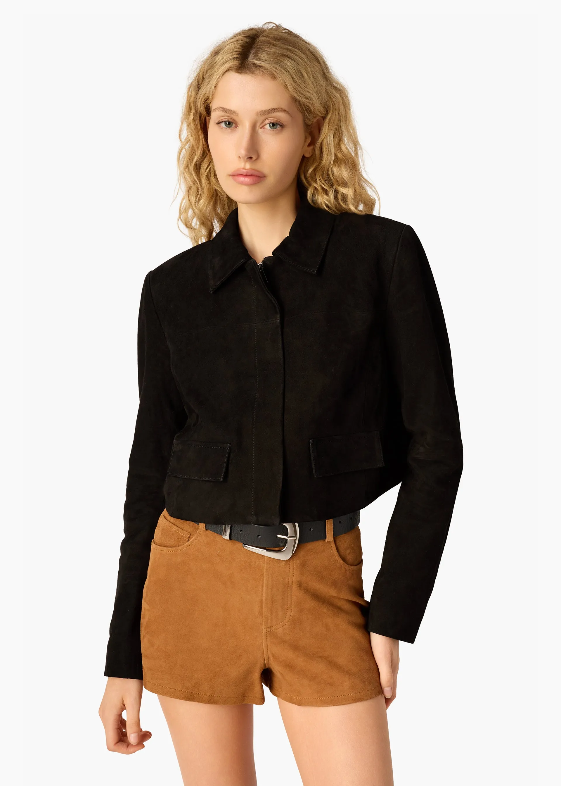 Sullivan Suede Cropped Jacket Black sold by Cami NYC product image thumbnail 3