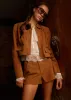 Sullivan Suede Cropped Jacket Cognac sold by Cami NYC