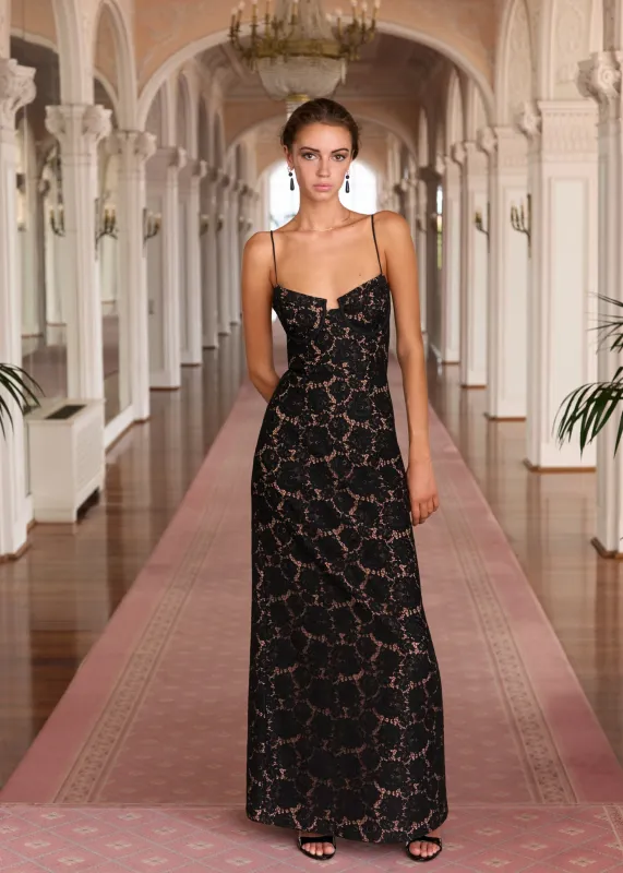 Rosaria Lace Gown Black sold by Cami NYC
