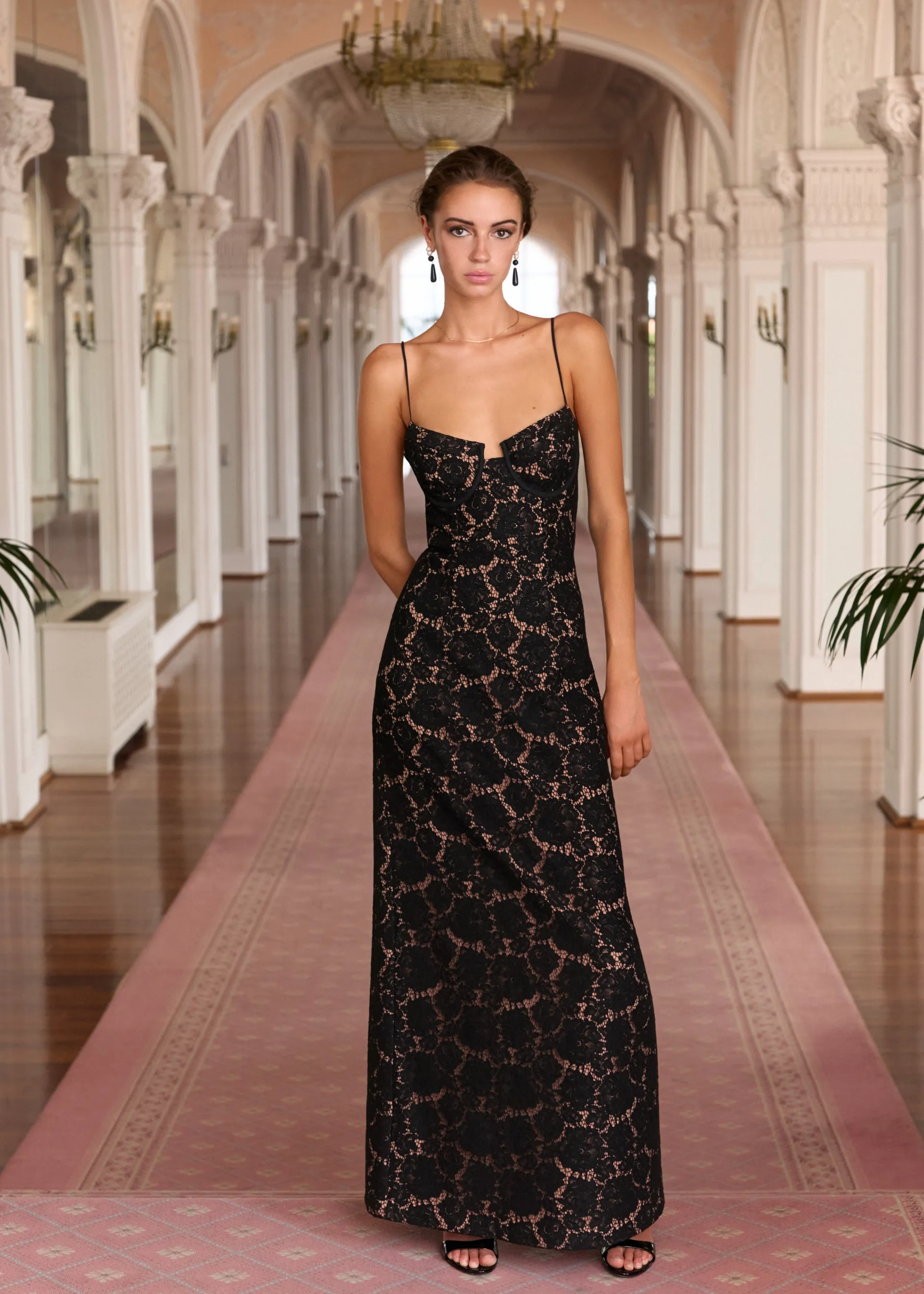 Rosaria Lace Gown Black sold by CAMI
