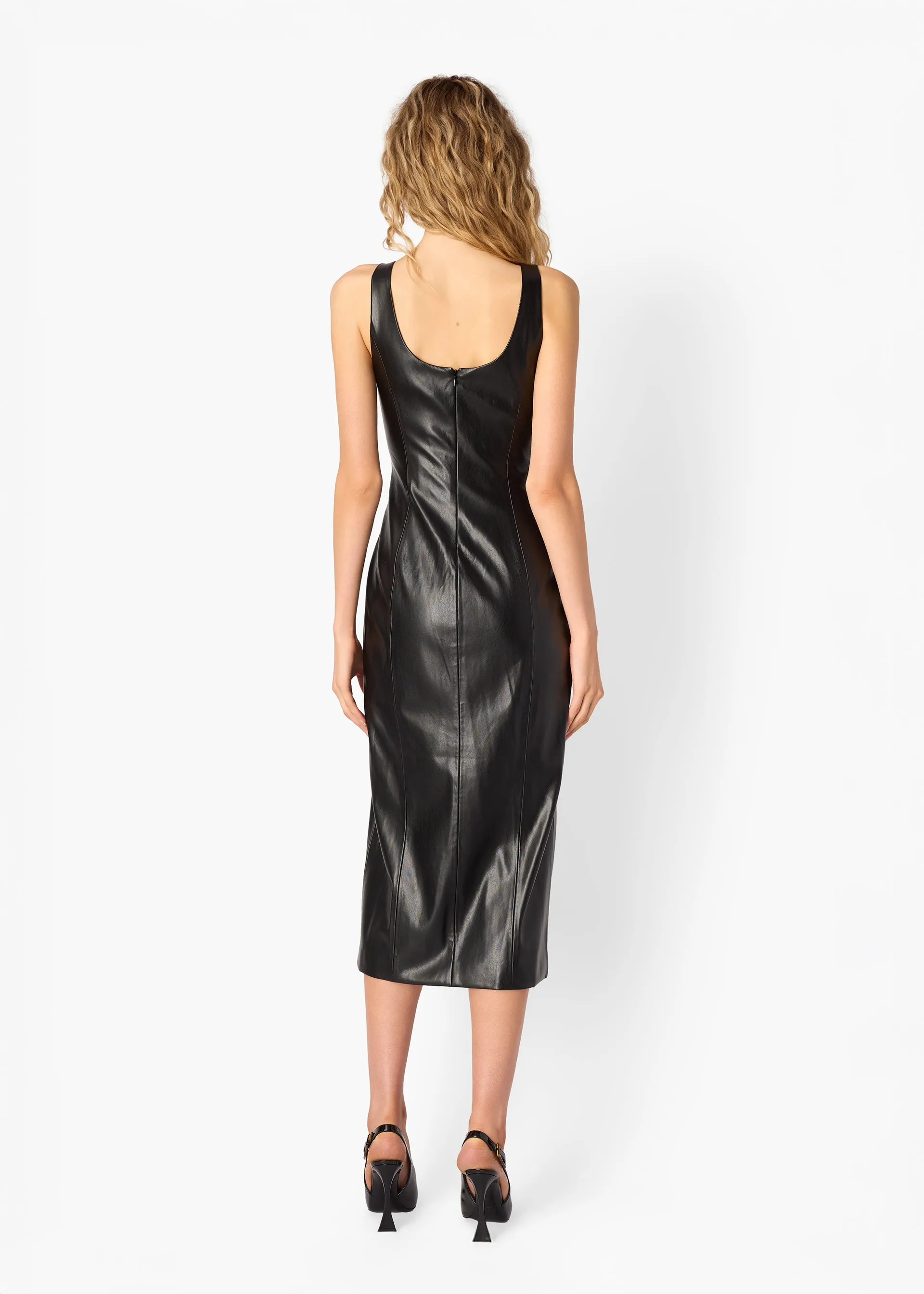 Kirby Vegan Leather Midi Dress Black sold by CAMI product image thumbnail 5