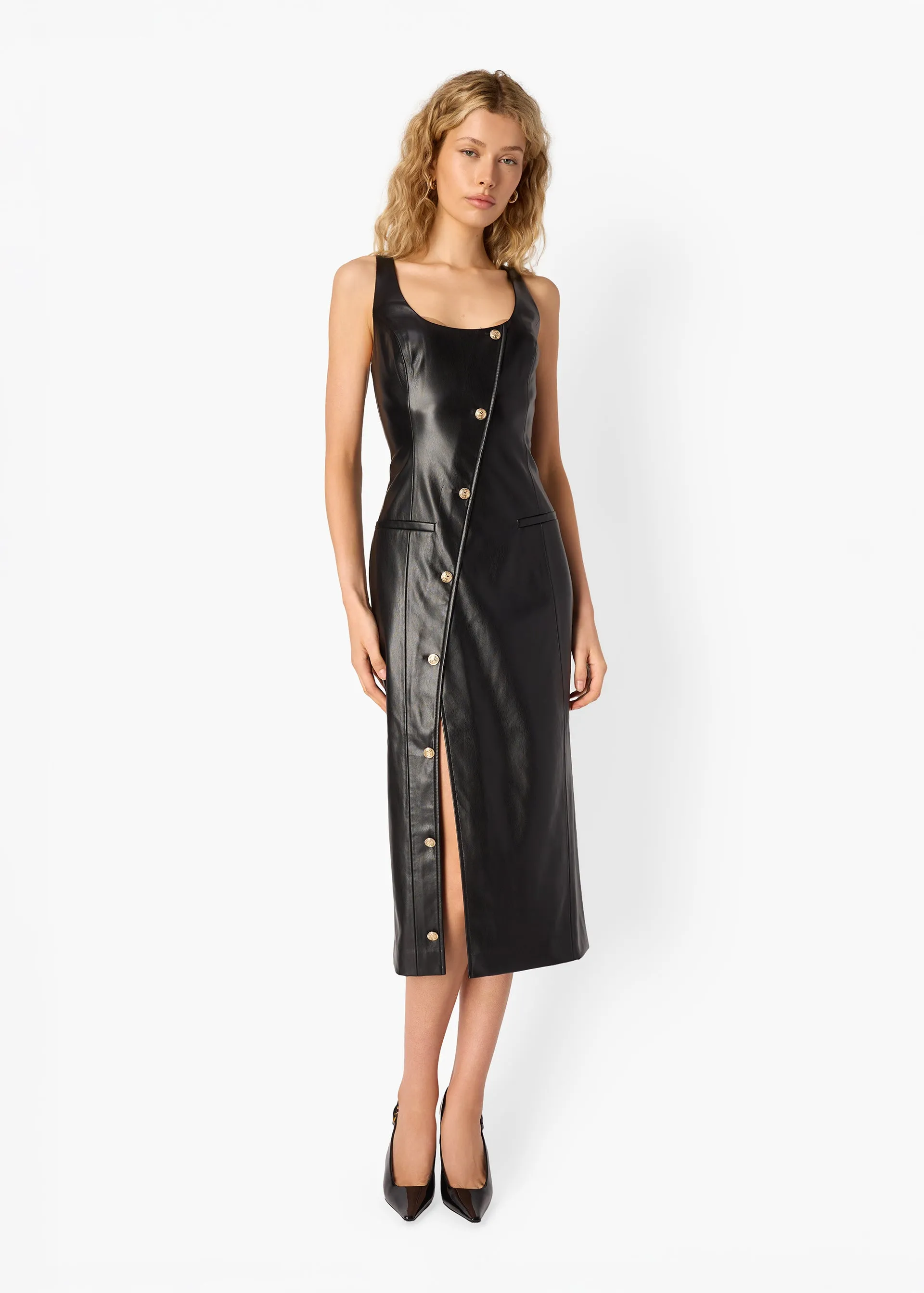 Kirby Vegan Leather Midi Dress Black sold by CAMI product image thumbnail 3