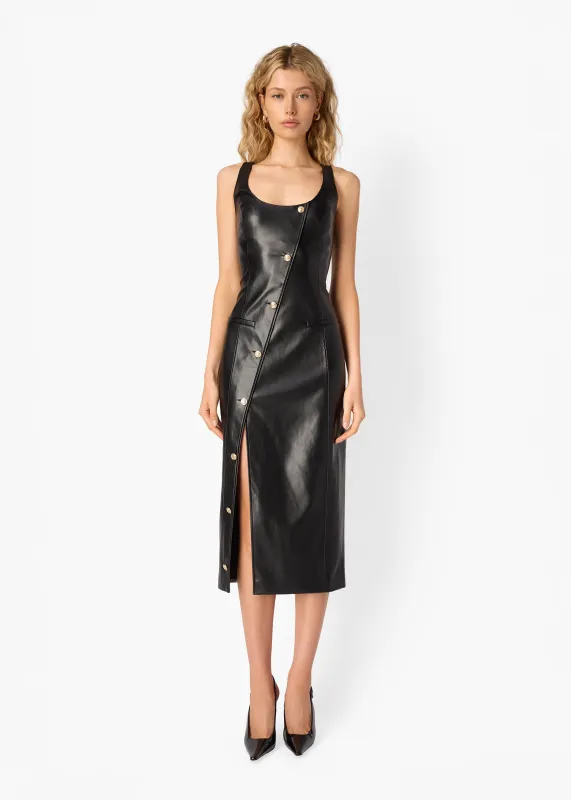 Kirby Vegan Leather Midi Dress Black sold by CAMI