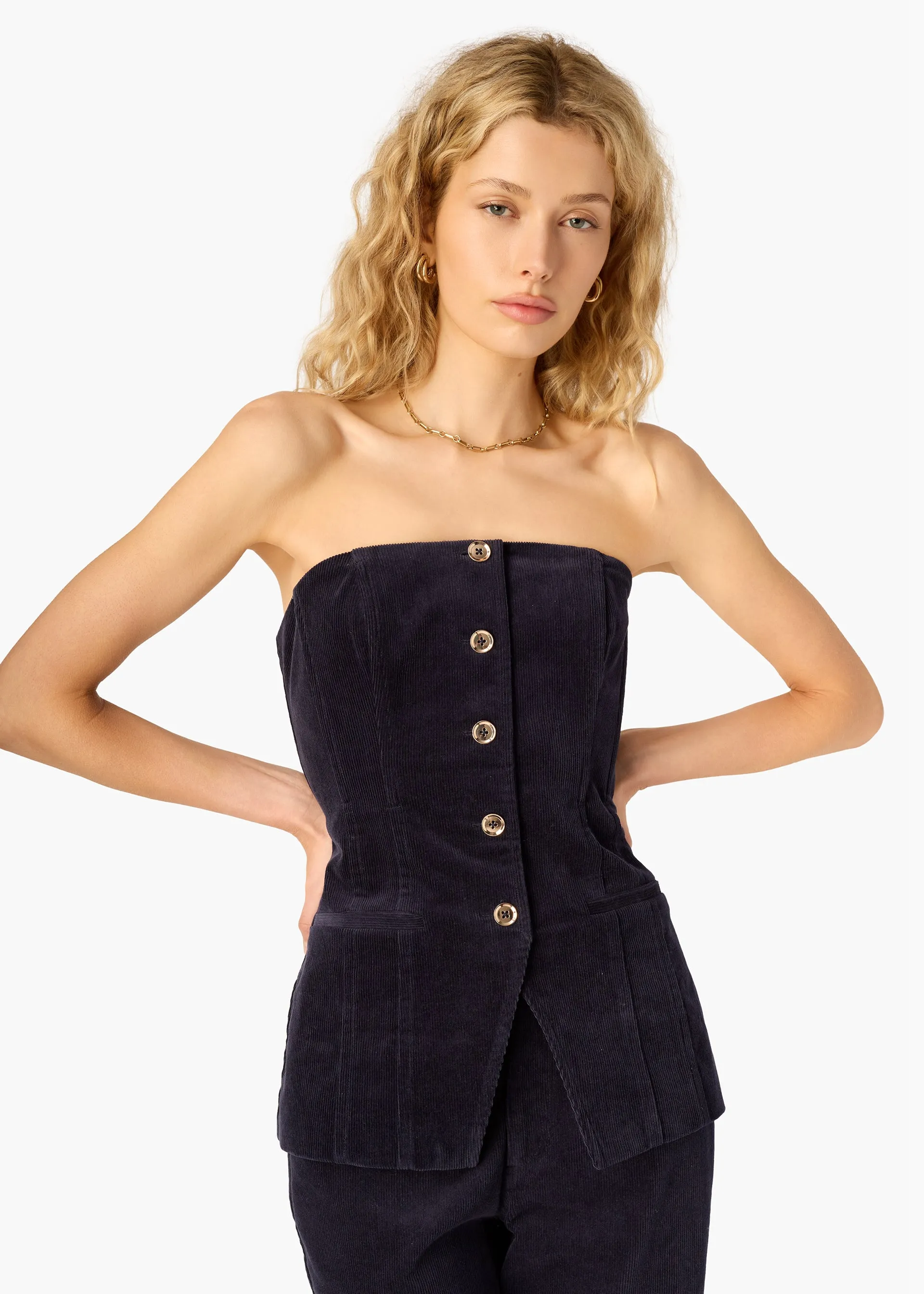 Iman Corduroy Strapless Top Navy sold by CAMI product image thumbnail 2