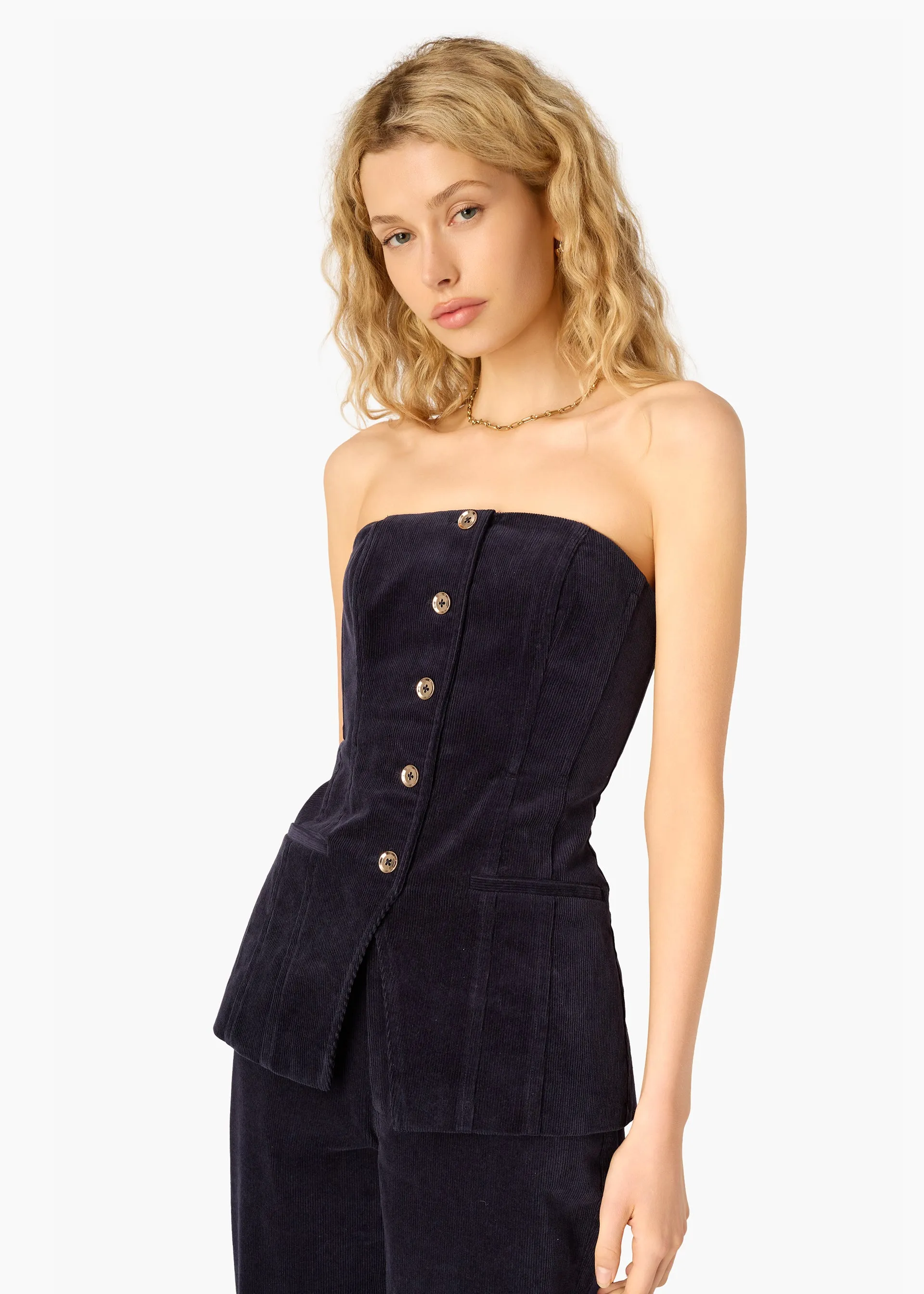 Iman Corduroy Strapless Top Navy sold by CAMI product image thumbnail 5