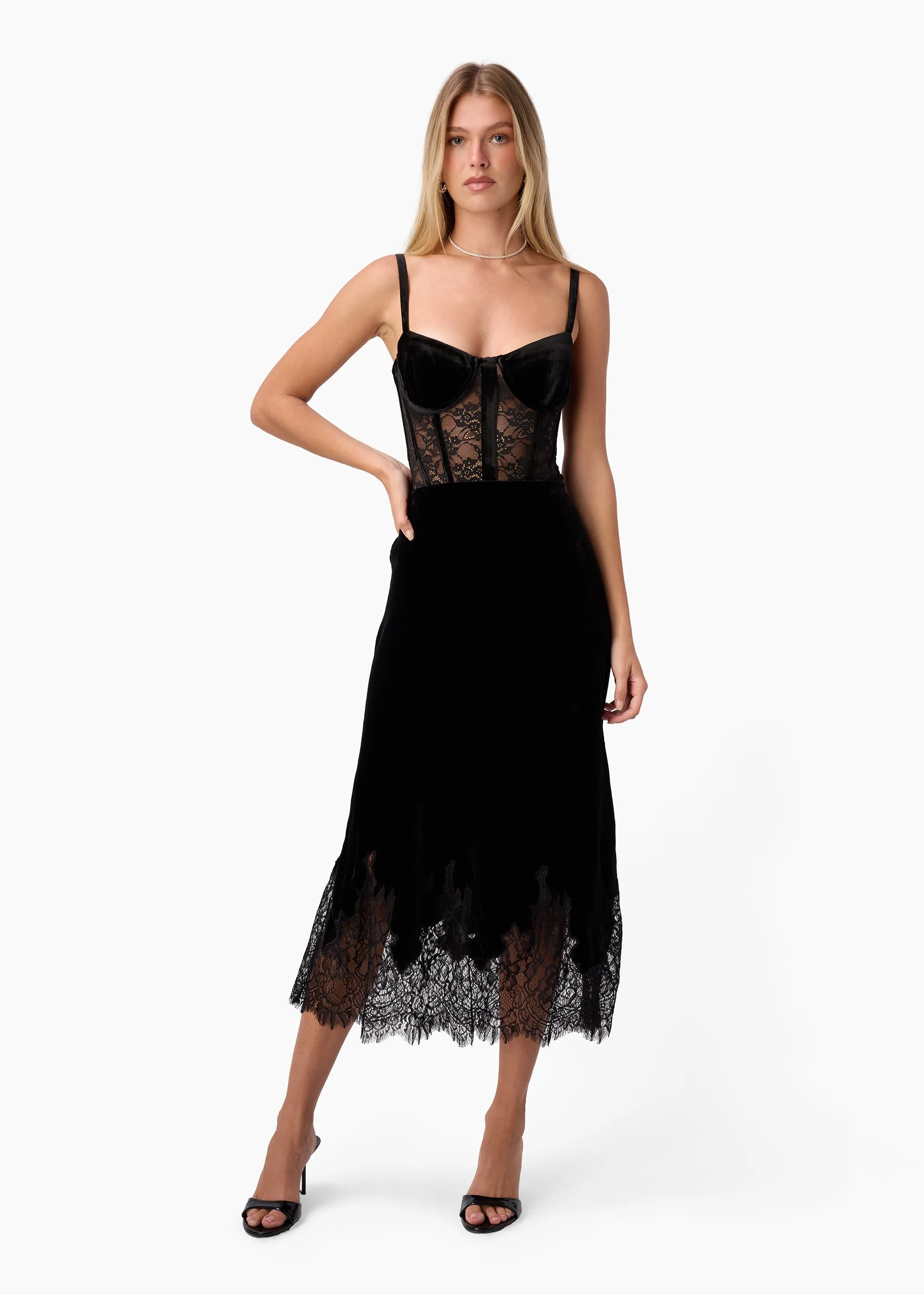 Valentyna Velvet Corset Bodysuit Black sold by Cami NYC product image thumbnail 3