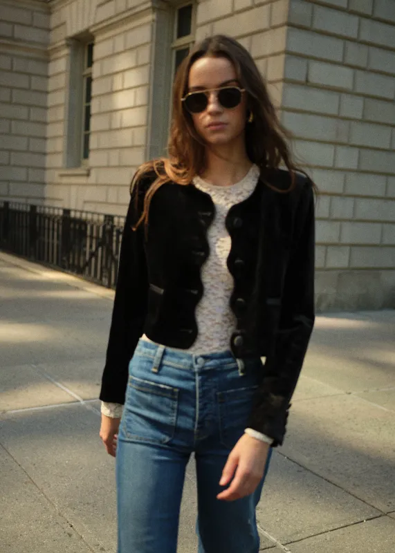 Apollonia Velvet Blazer Black sold by Cami NYC