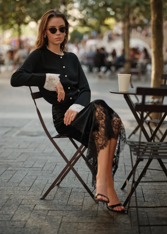 Eliana Cardigan Black/White sold by Cami NYC