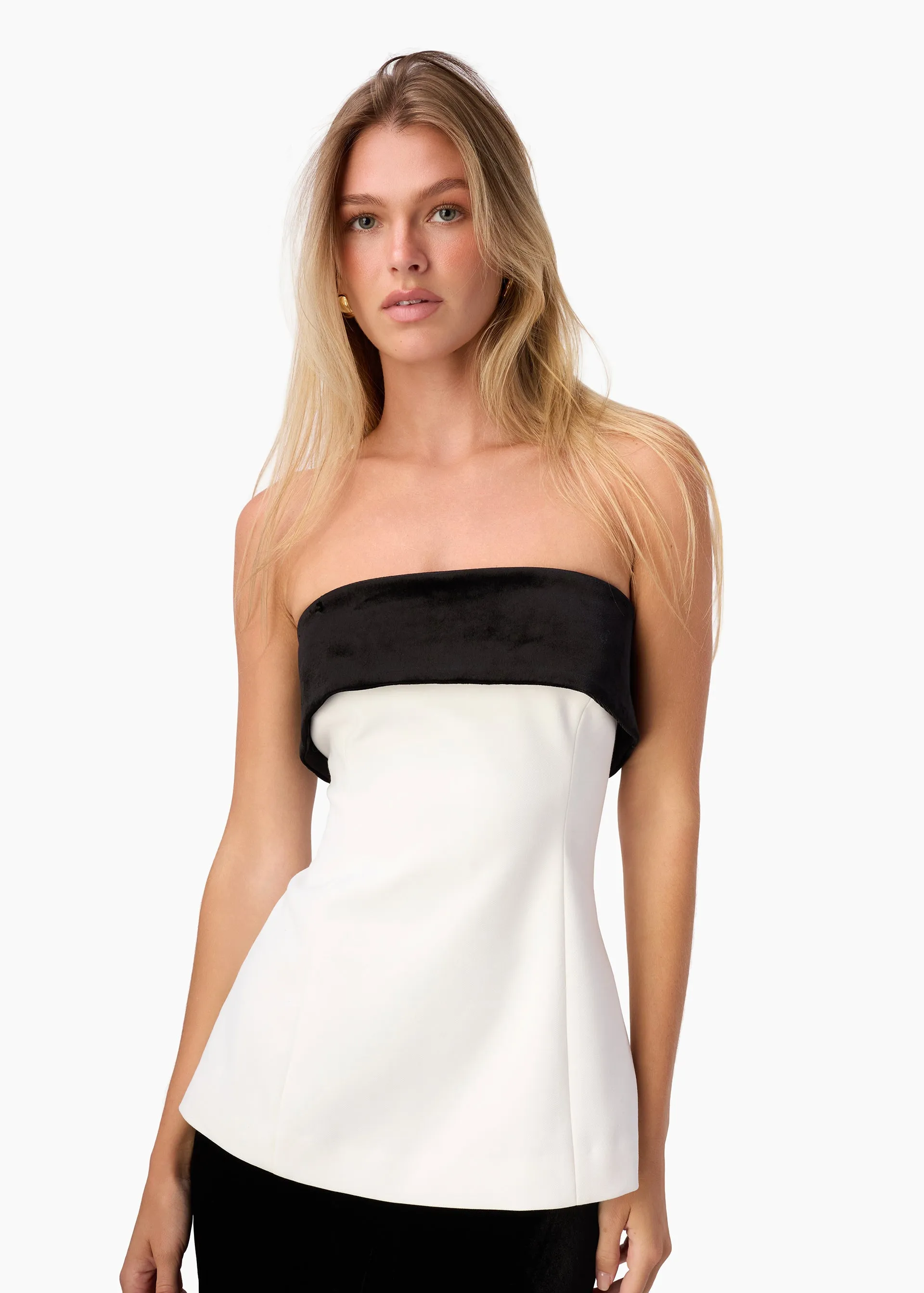 Rohan Strapless Top White/Black sold by CAMI