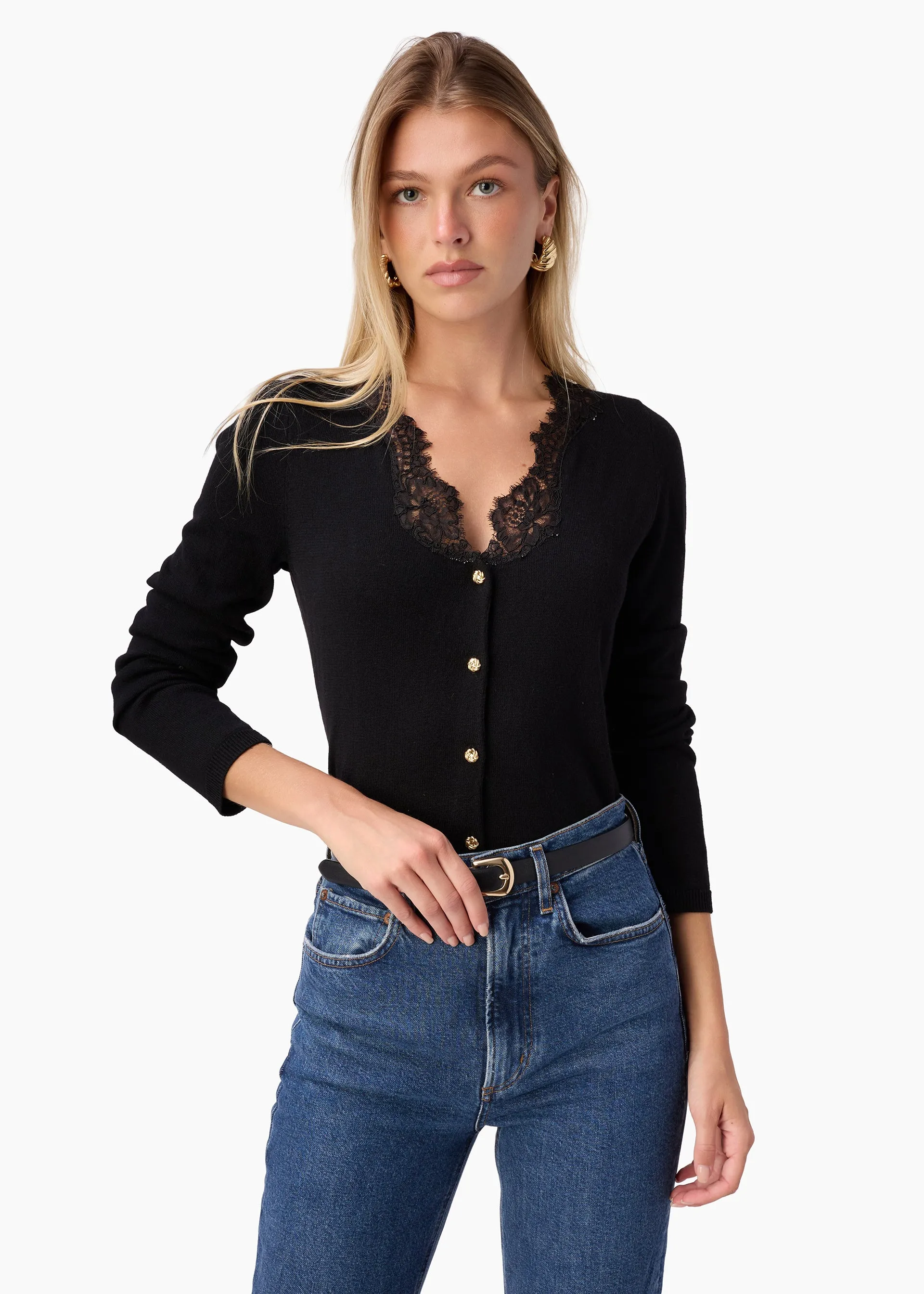 Eirene Lightweight Knit Cardigan Black sold by Cami NYC