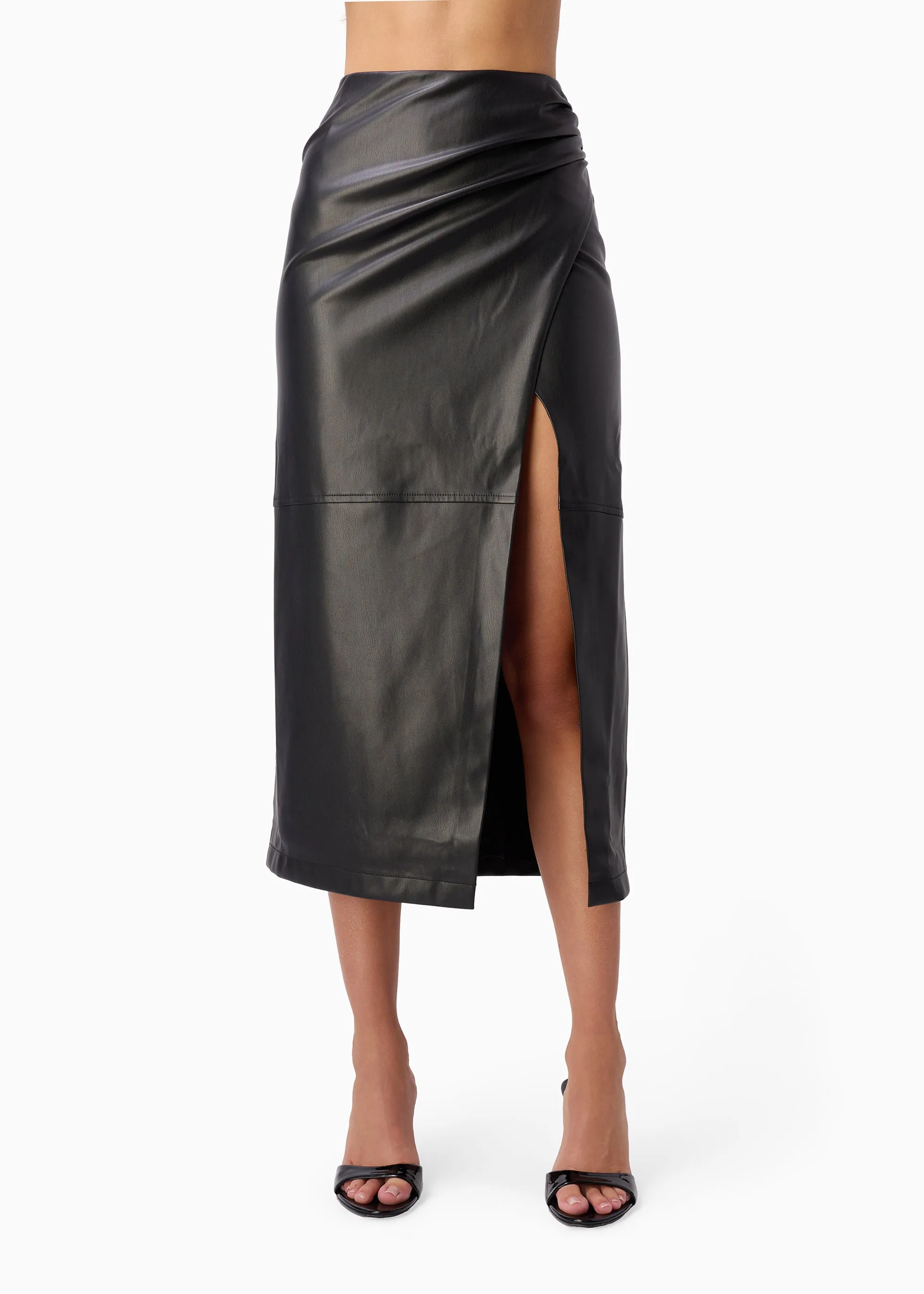 Lorena Vegan Leather Midi Skirt Black sold by CAMI product image thumbnail 2