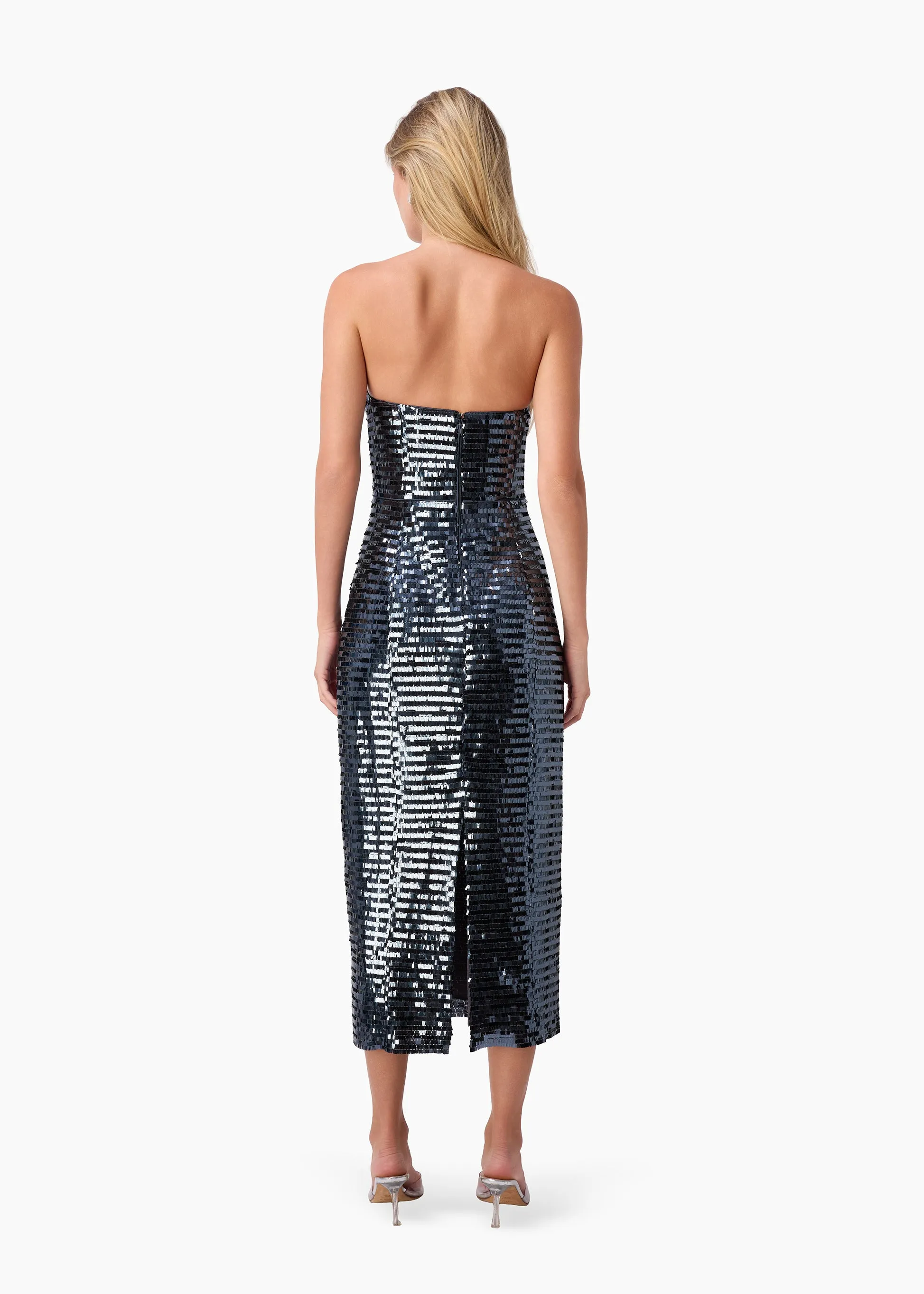 Circe Sequin Midi Strapless Dress Coal sold by CAMI product image thumbnail 4