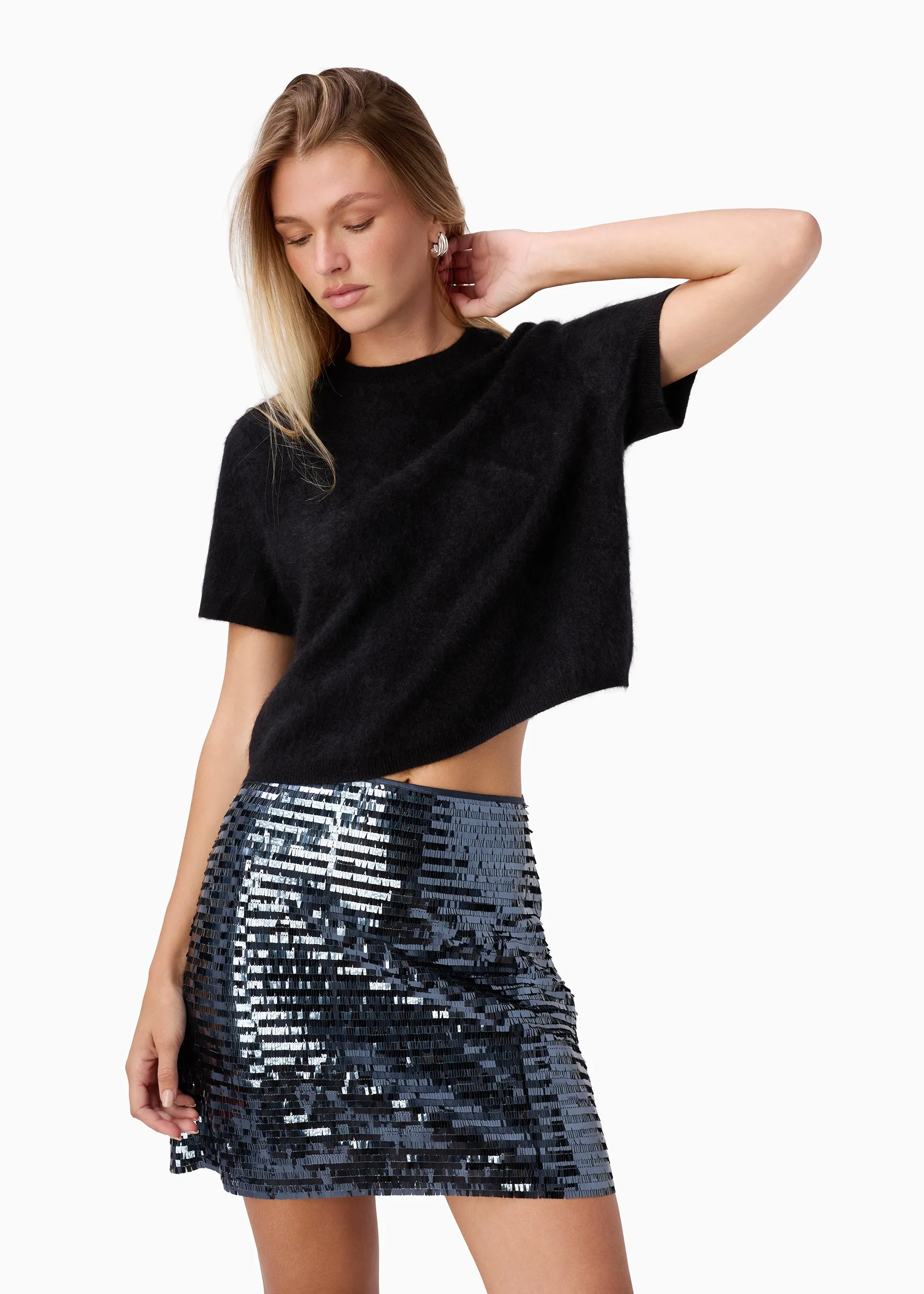 Fayruz Mid Rise Sequin Mini Skirt Coal sold by CAMI product image thumbnail 4