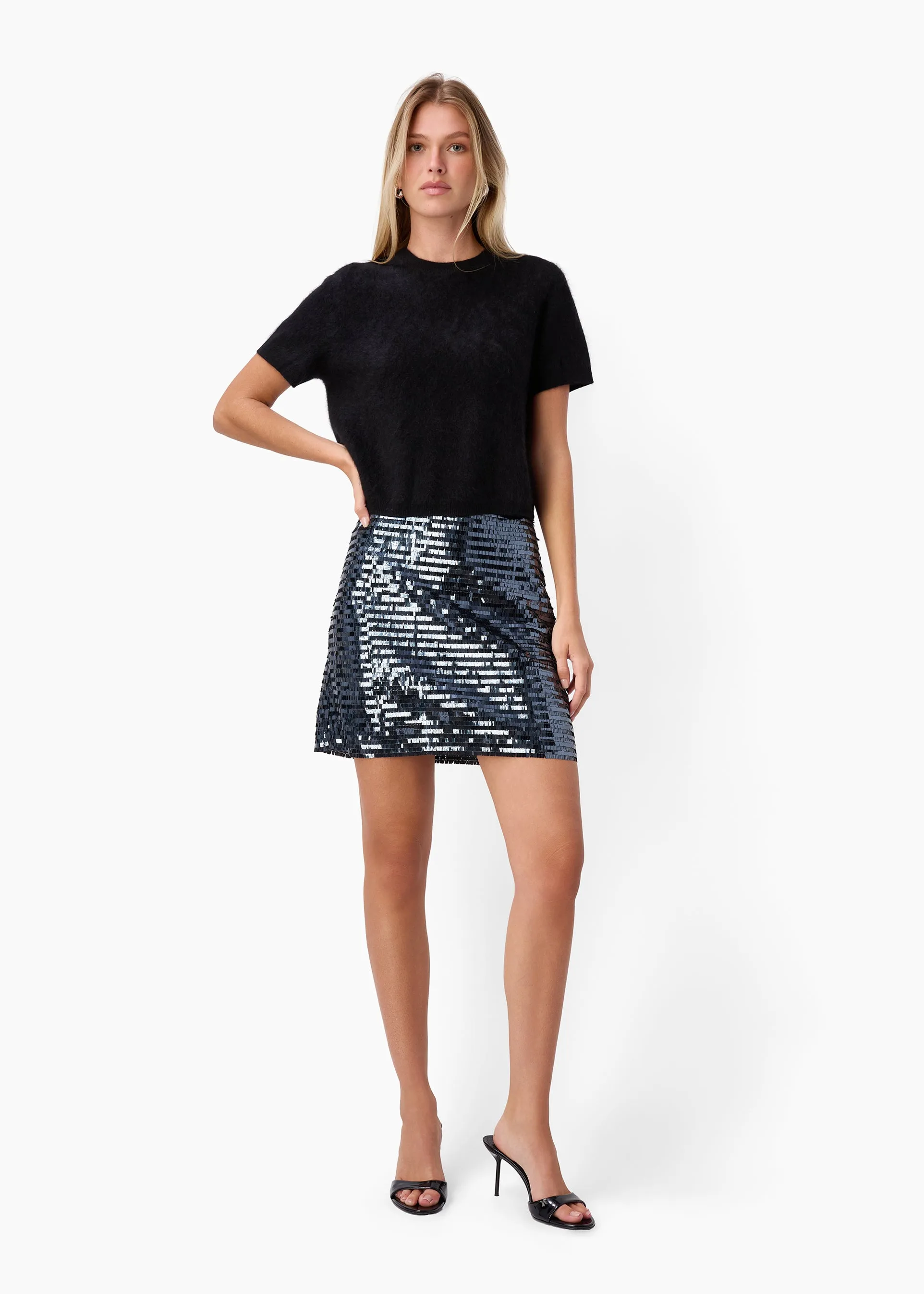 Fayruz Mid Rise Sequin Mini Skirt Coal sold by CAMI product image thumbnail 3