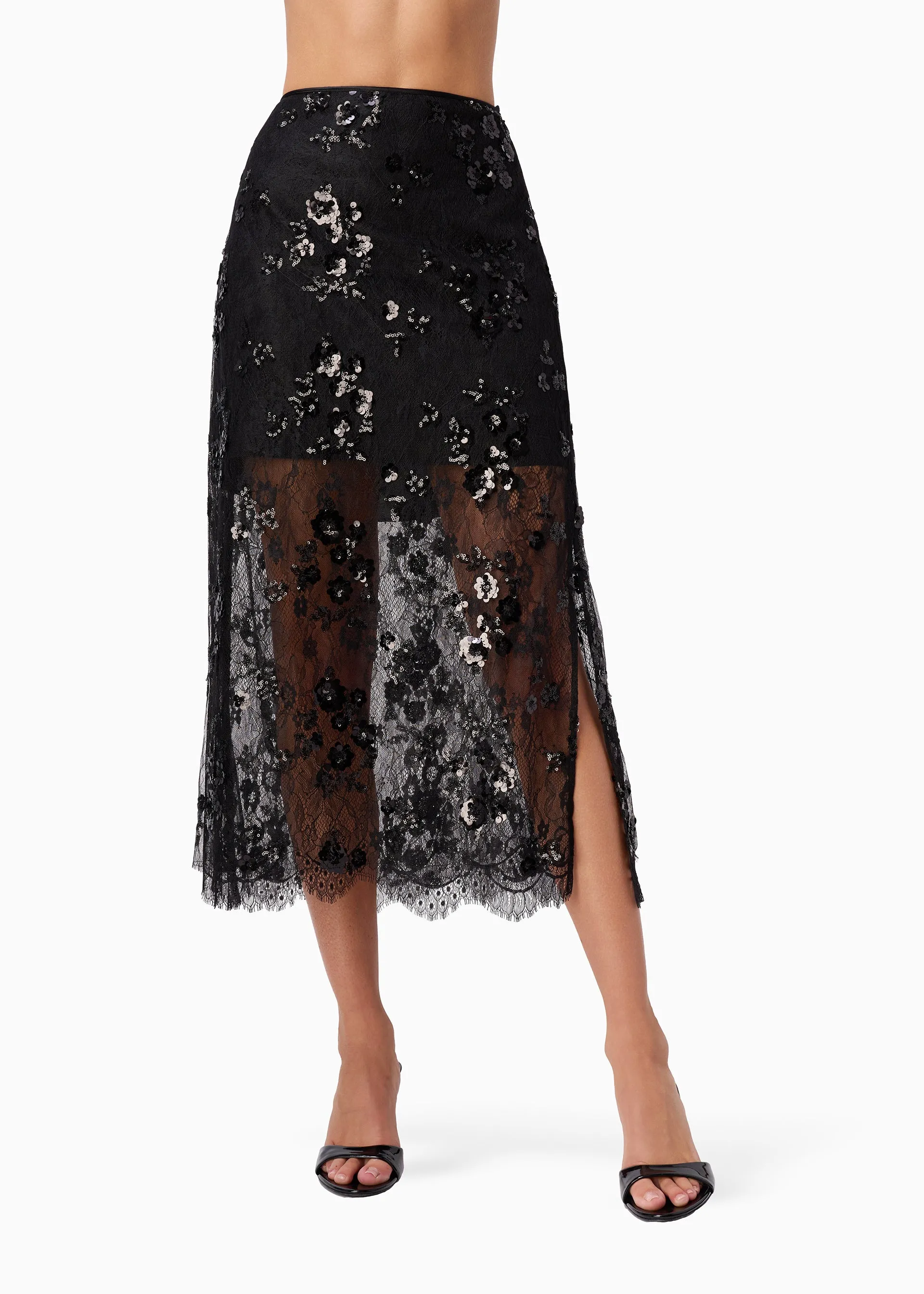 Aylin Sequin Lace Midi Skirt Black sold by CAMI product image thumbnail 2